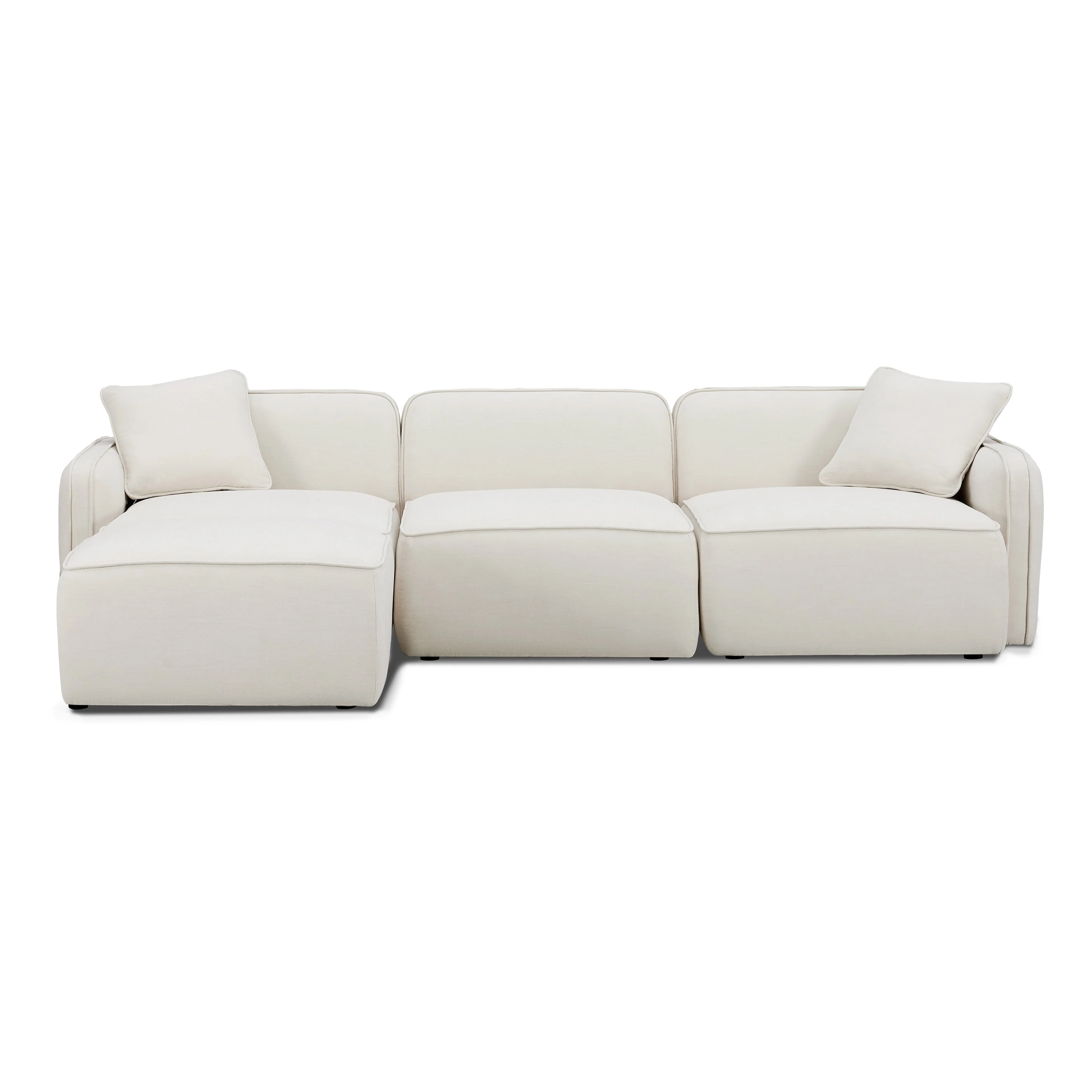 Travie Sand Upcycled Linen 4-Piece Modular Sectional - Image 4
