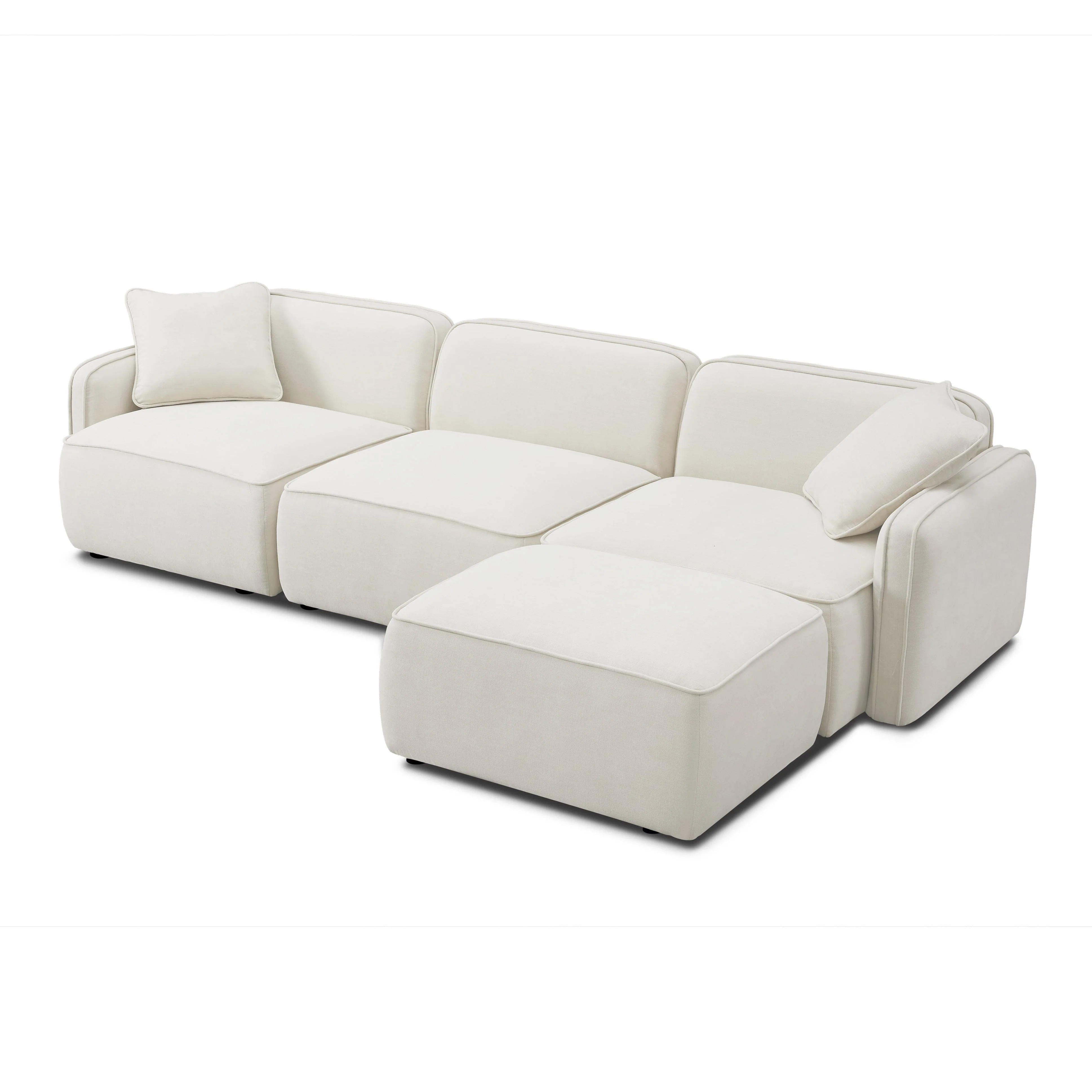Travie Sand Upcycled Linen 4-Piece Modular Sectional - Image 5