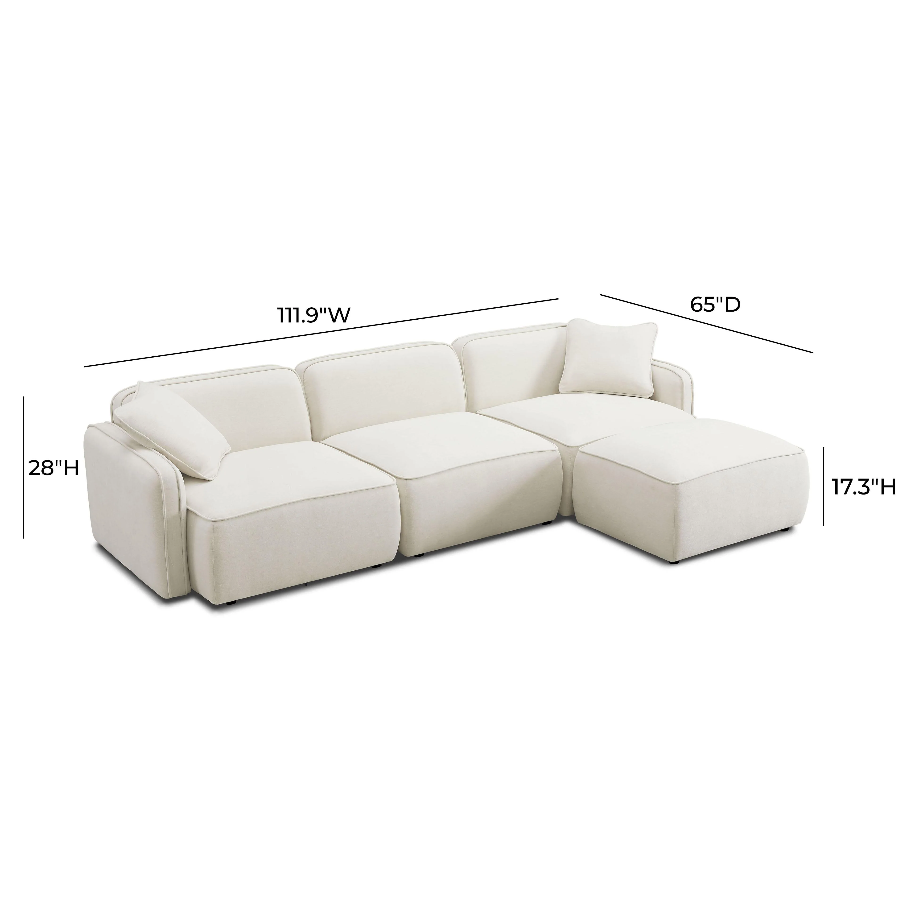 Travie Sand Upcycled Linen 4-Piece Modular Sectional - Image 9