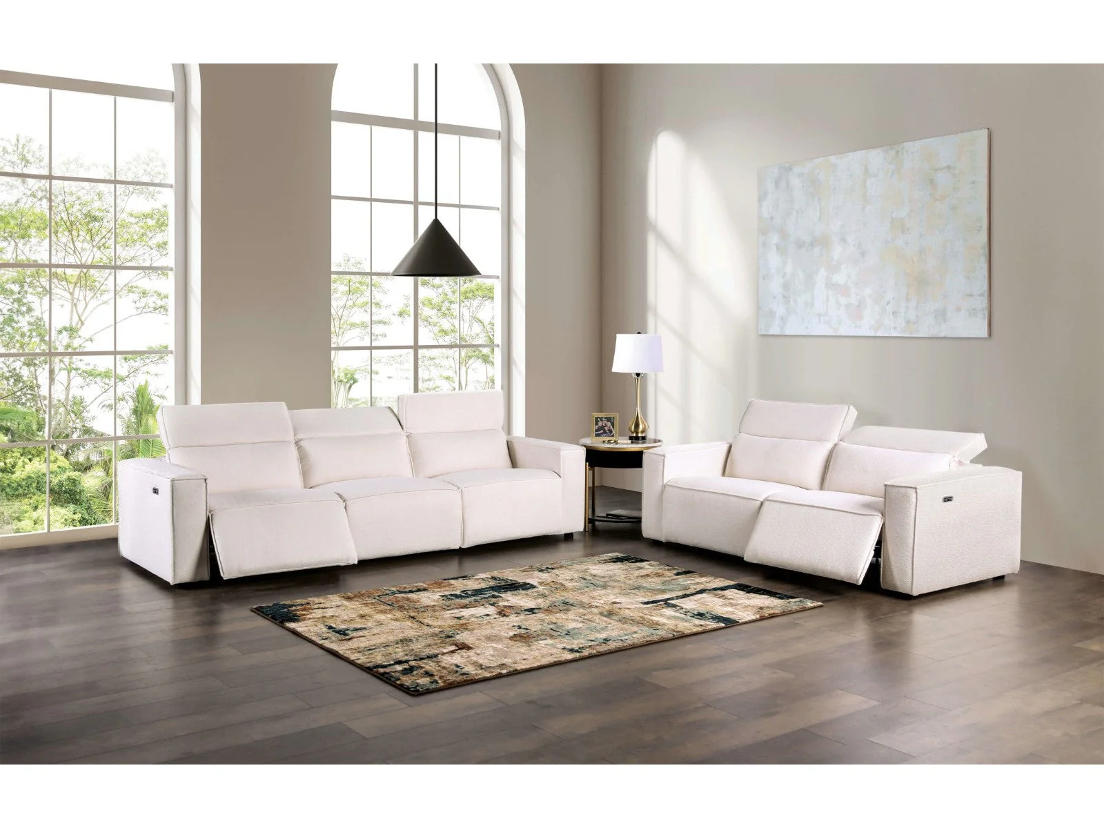 Treharris White Power Reclining Sofa & Loveseat