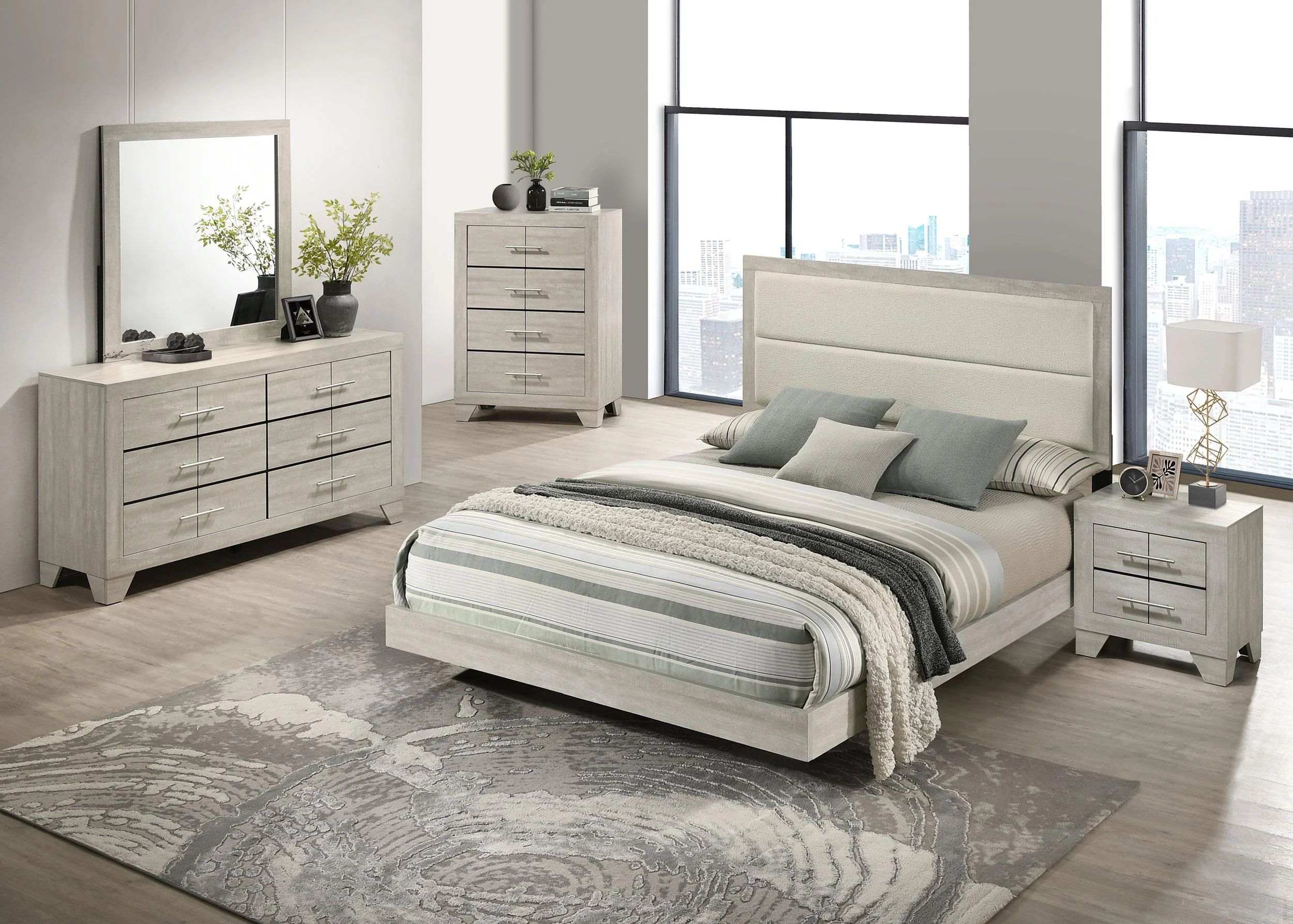 Trenton Rustic Cream 54-inch Wood Eastern King Panel Bed - Image 9