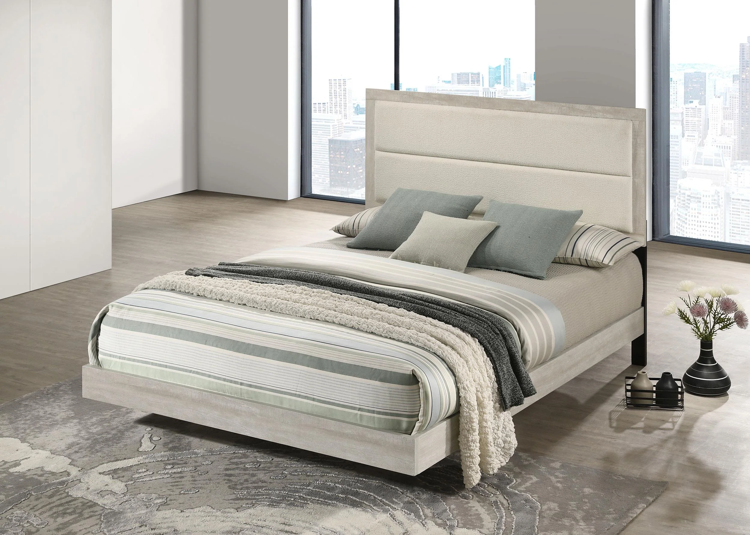 Trenton Rustic Cream 54-inch Wood Full Panel Bed