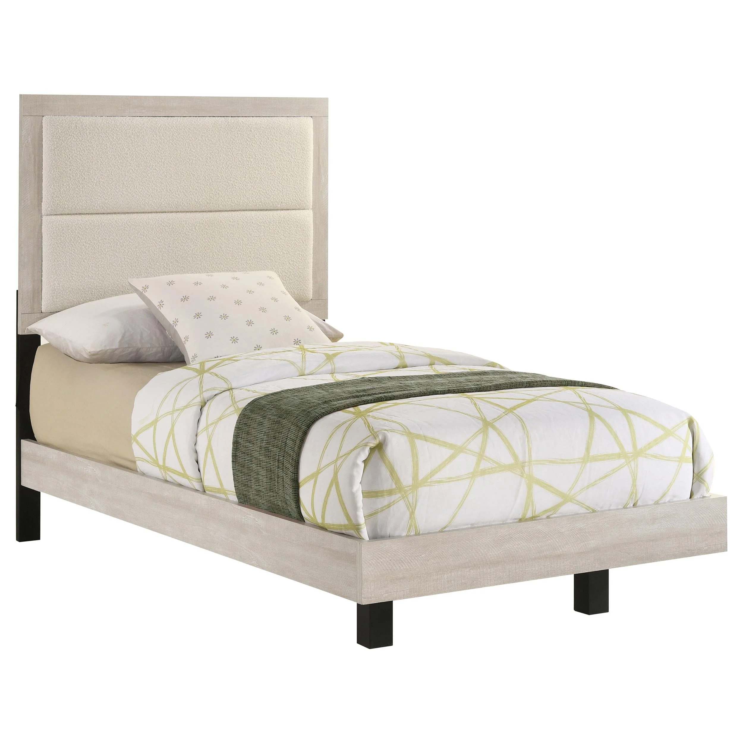 Trenton Rustic Cream 54-inch Wood Twin Panel Bed - Image 2