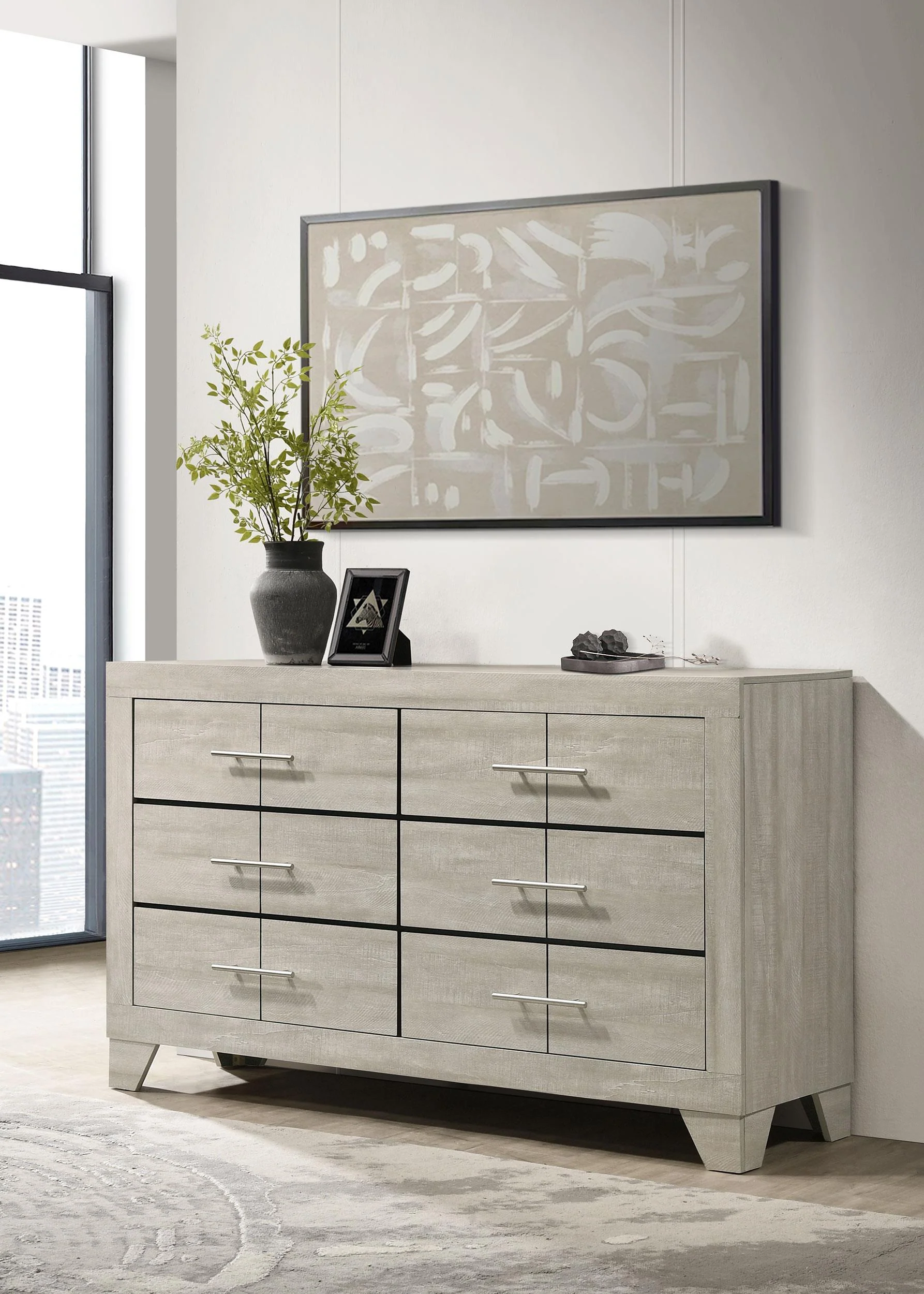 Trenton Rustic Cream 6-Drawer Bedroom Dresser
