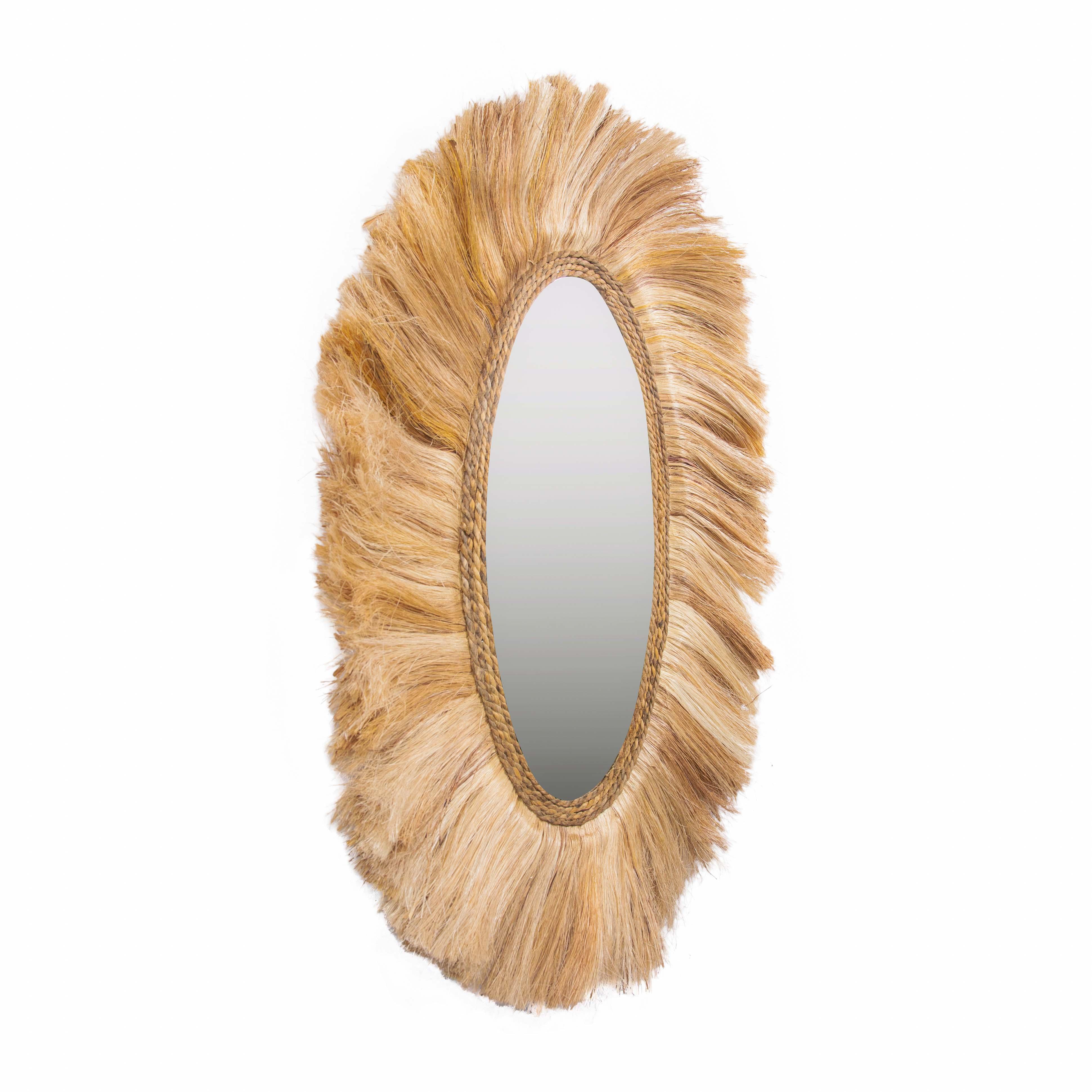 Tribal Natural Abaca Grass Oval Wall Mirror - Image 3