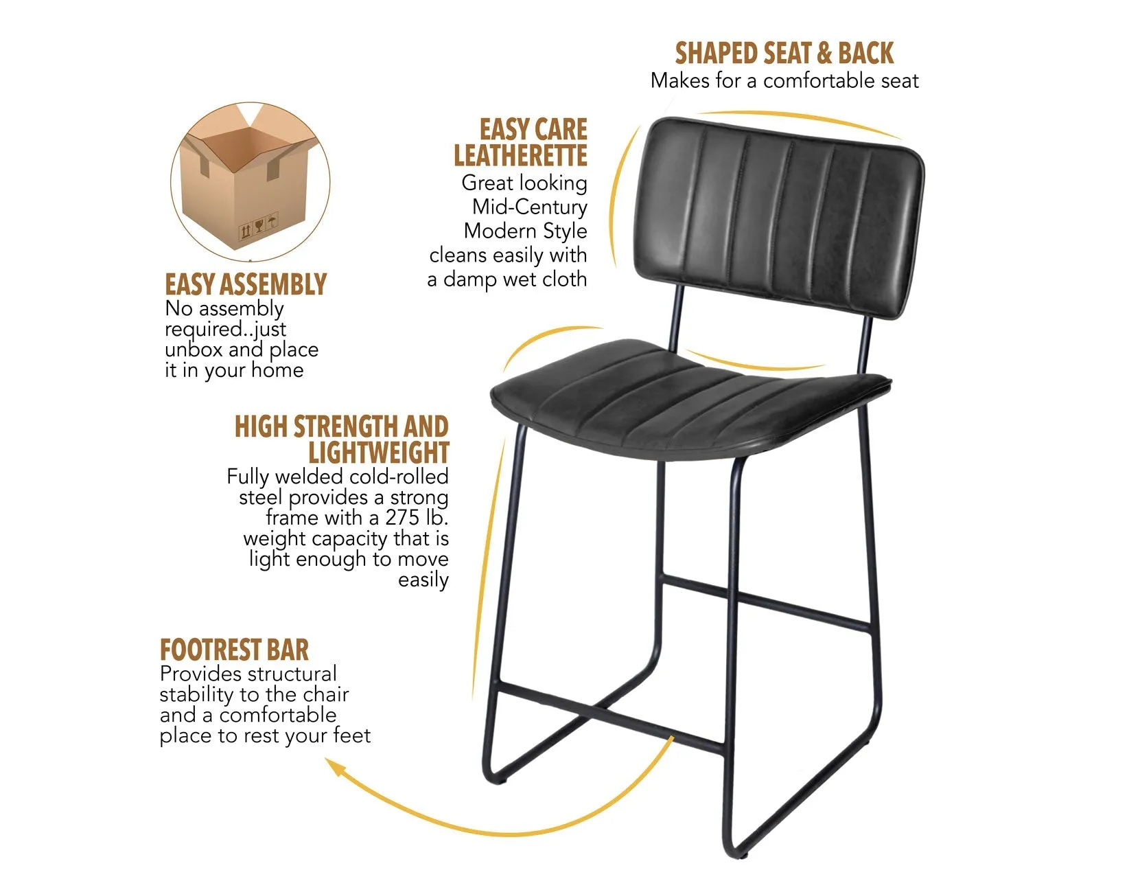Tribeca Black 24″ Commercial Grade Counter Stool - Image 7