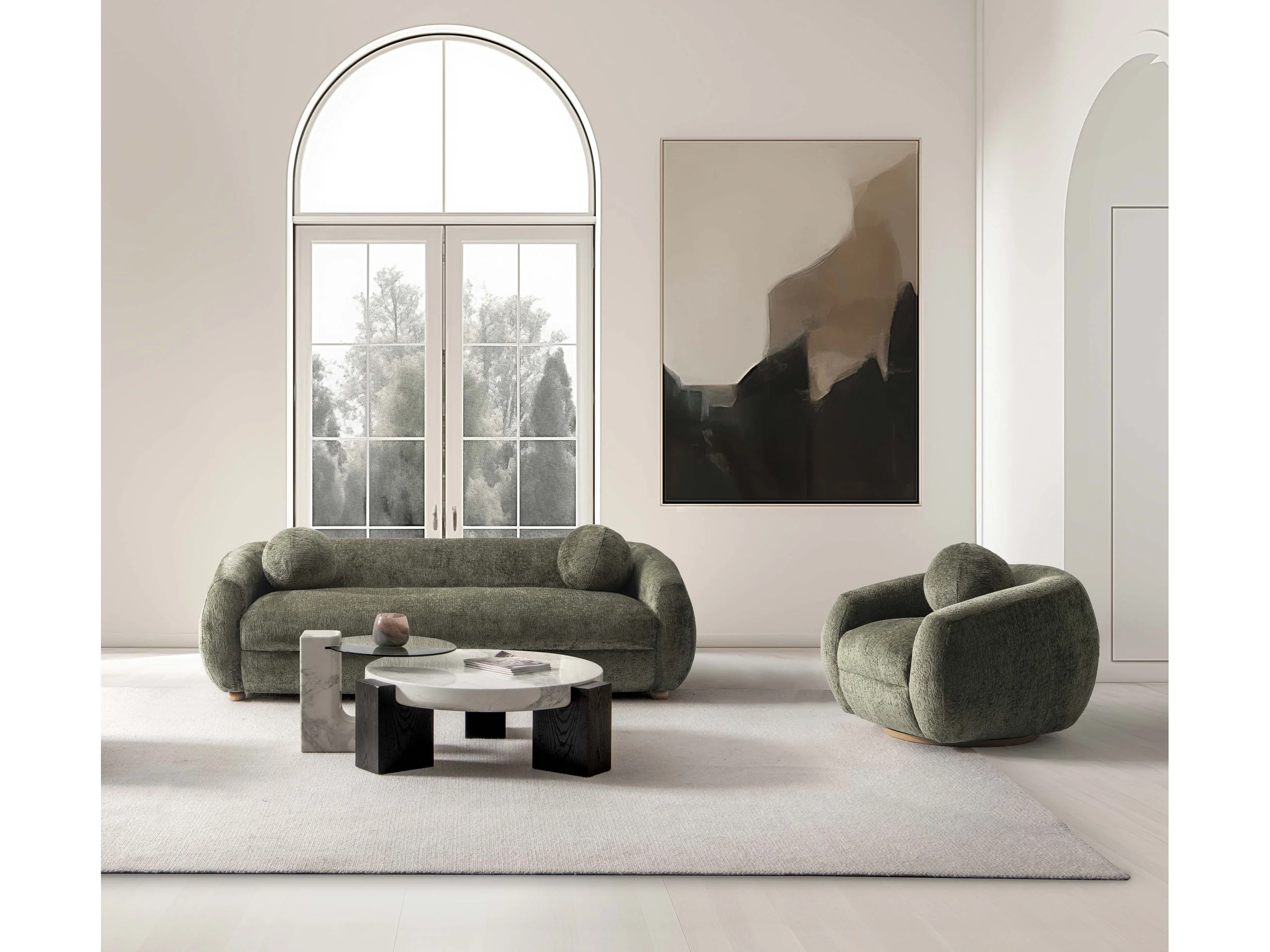 Tribeca Sofa and Accent Chair in Olive Green (set of 2)