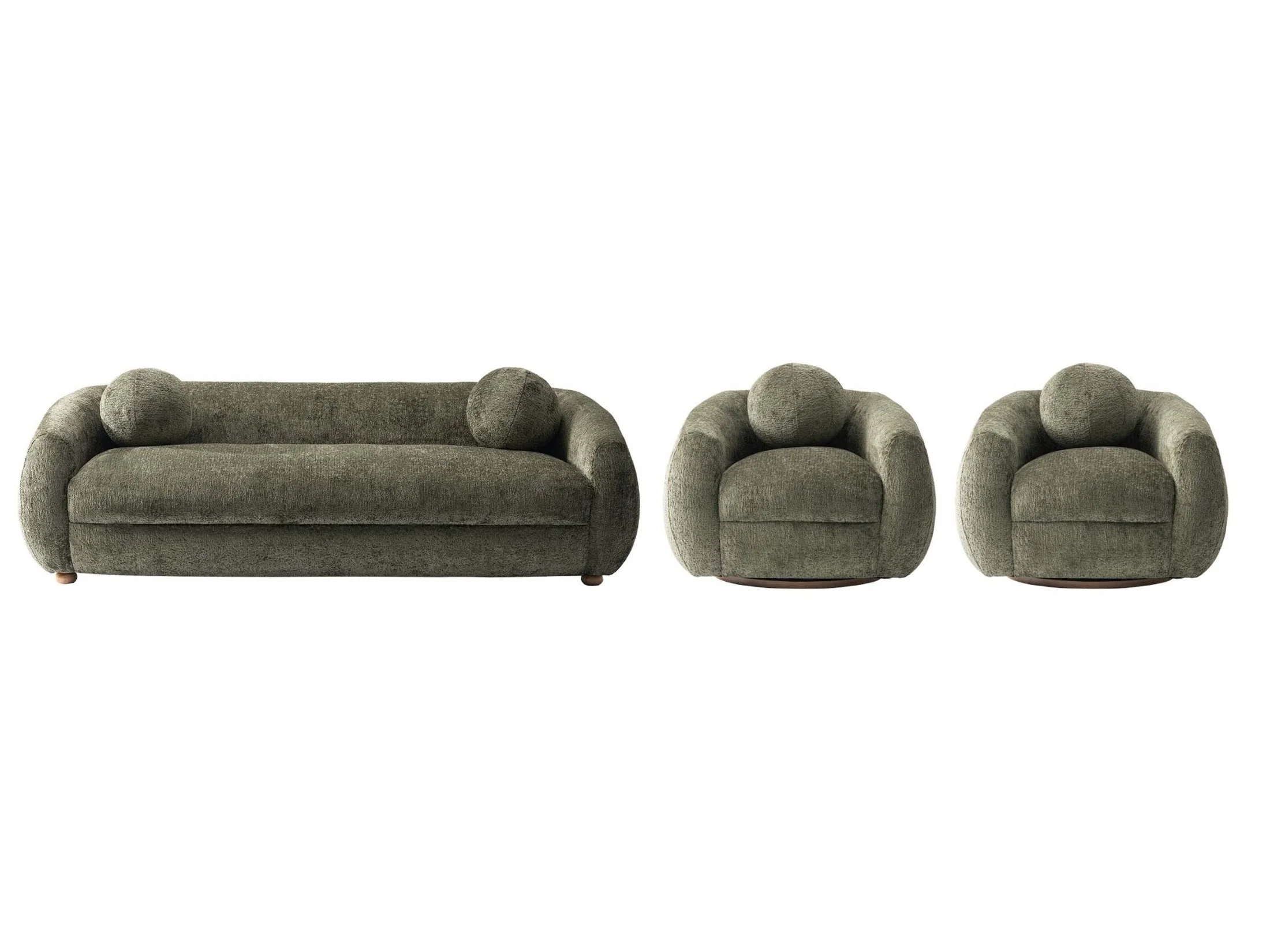 Tribeca Sofa and Accent Chairs in Olive Green (set of 3)