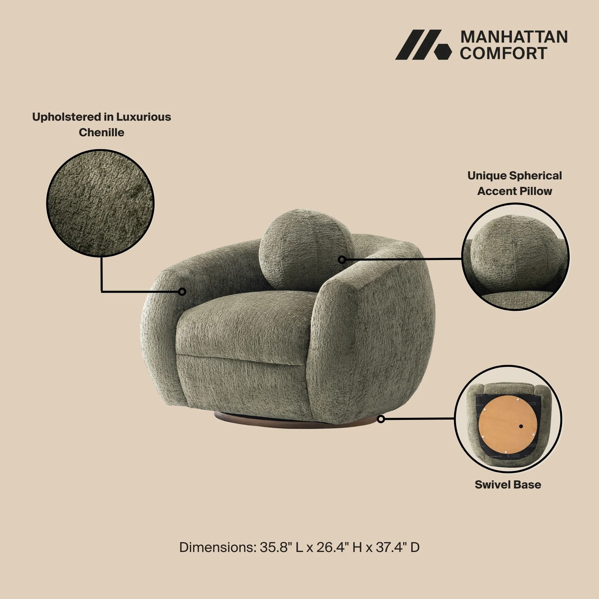Tribeca Sofa and Accent Chairs in Olive Green (set of 3) - Image 4