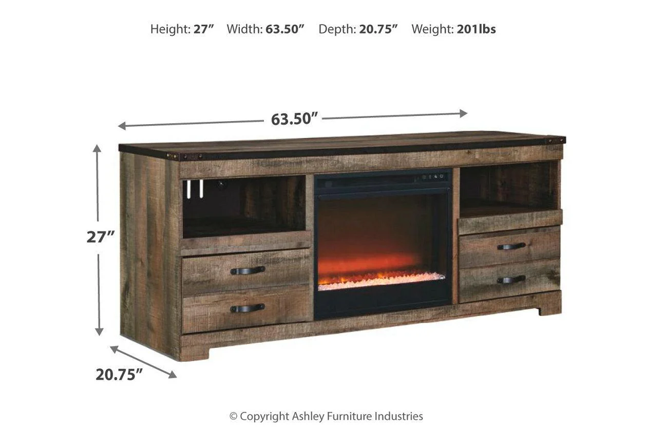 Trinell Brown 63" TV Stand with Electric Fireplace - Image 4