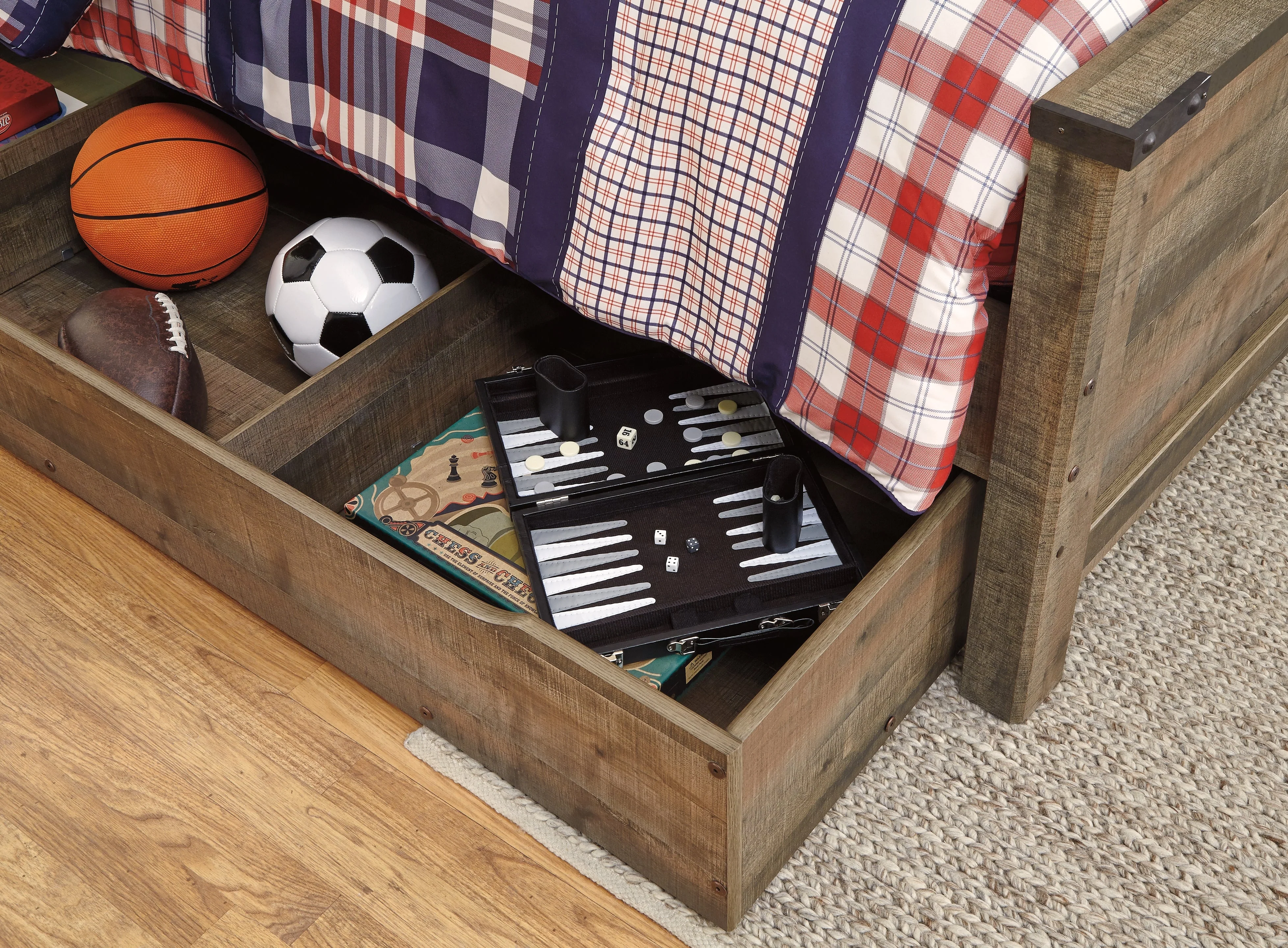 Trinell Brown Full Bookcase Platform Bed with 1 Large Storage Drawer - Image 4