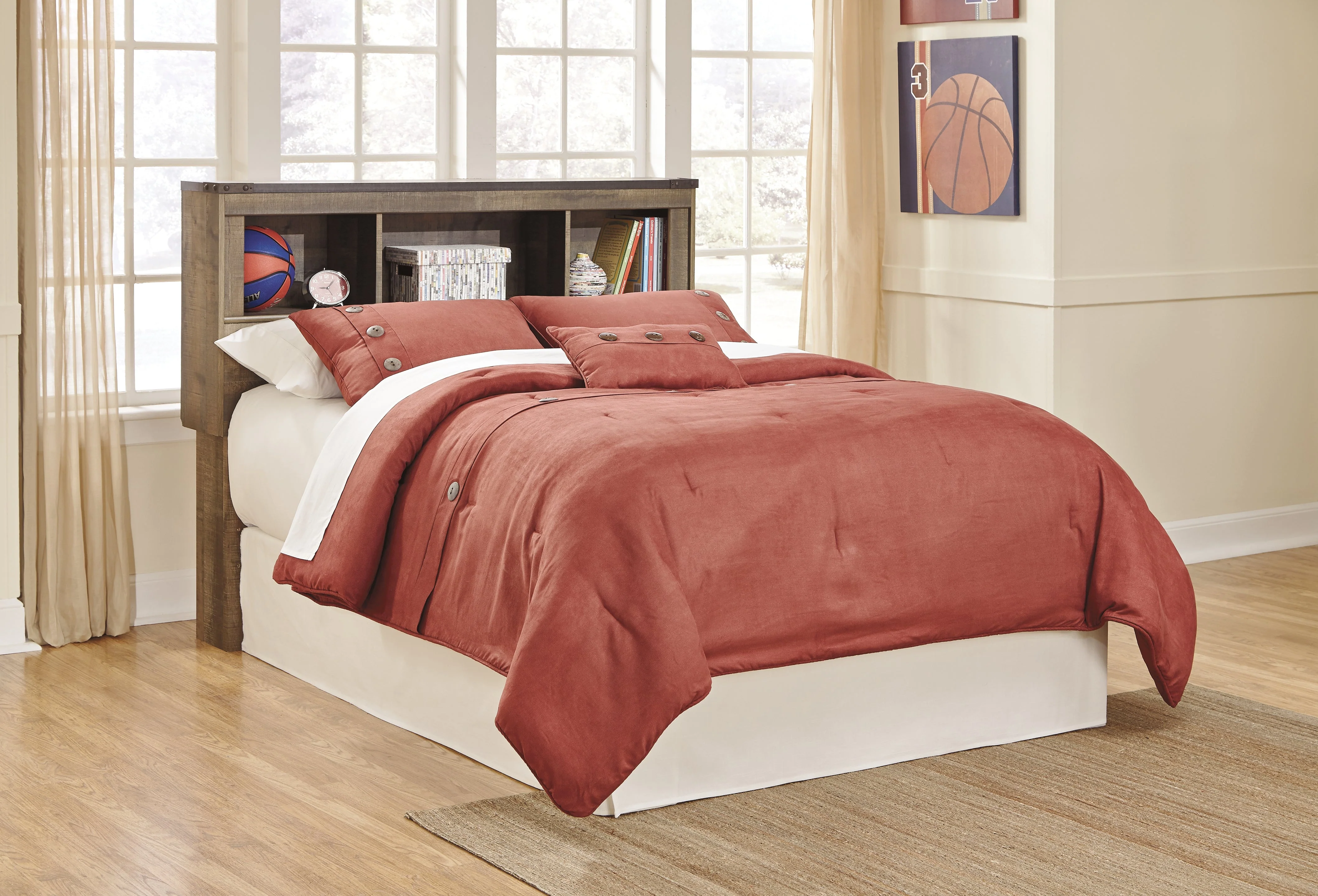 Trinell Brown Full Bookcase Platform Bed with 1 Large Storage Drawer - Image 5
