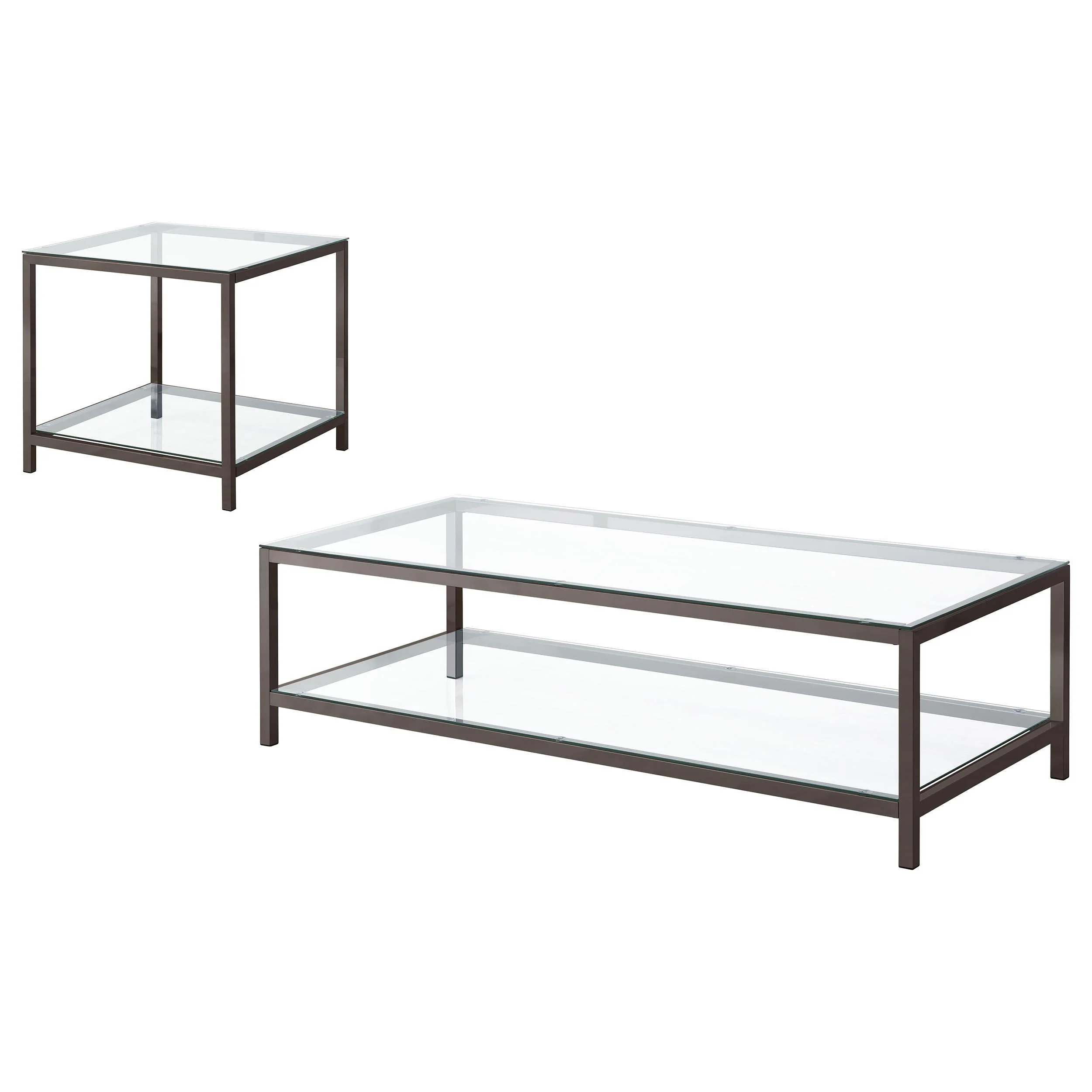 Trini Black Nickel 2-Piece Coffee and End Table Set - Image 2