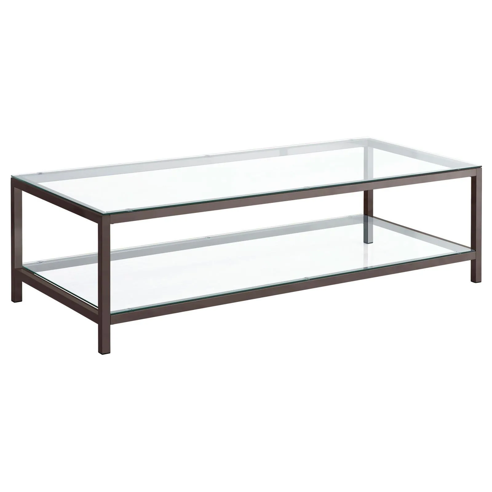 Trini Black Nickel Coffee Table with Glass Shelf - Image 5
