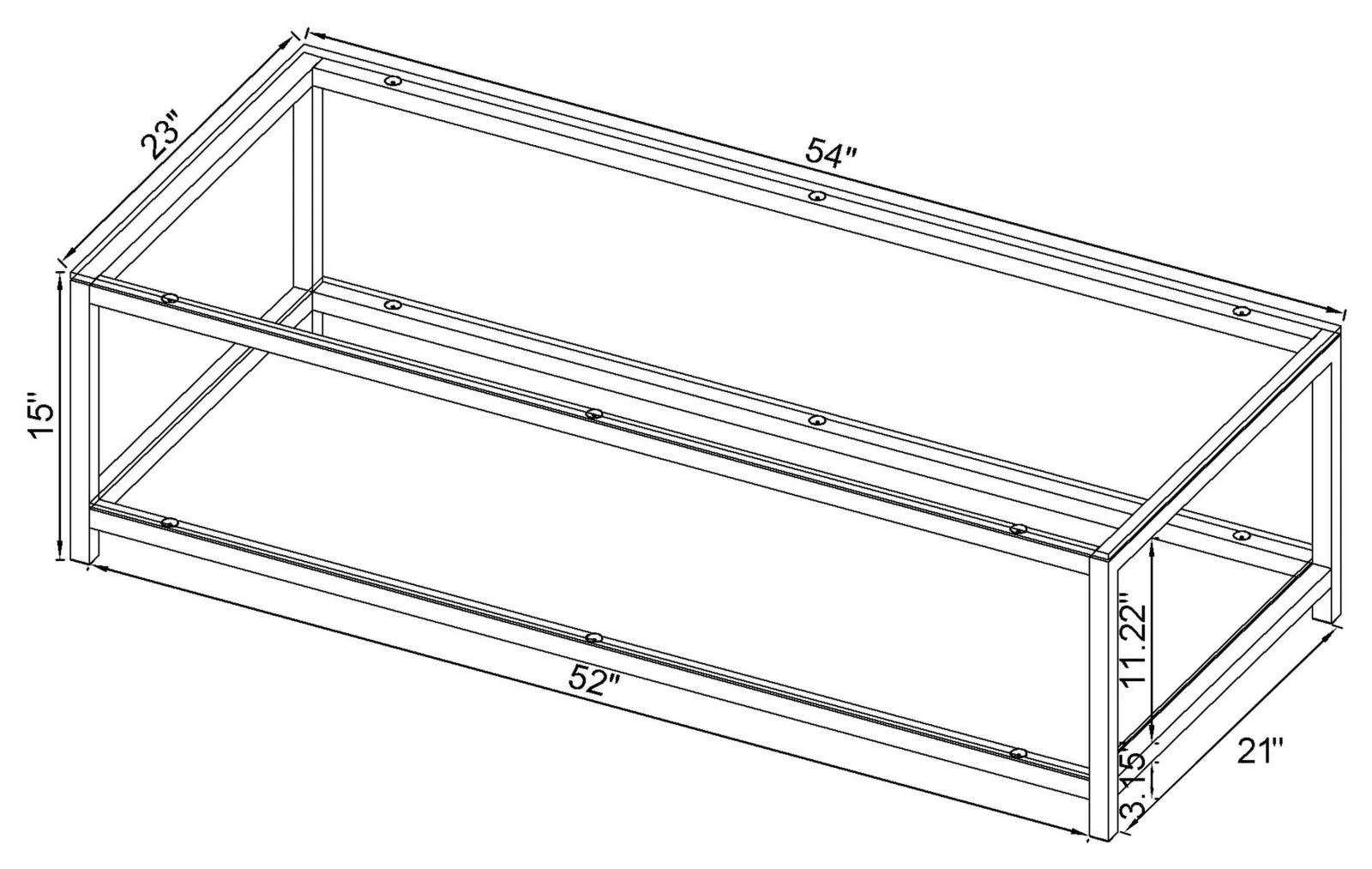 Trini Black Nickel Coffee Table with Glass Shelf - Image 8
