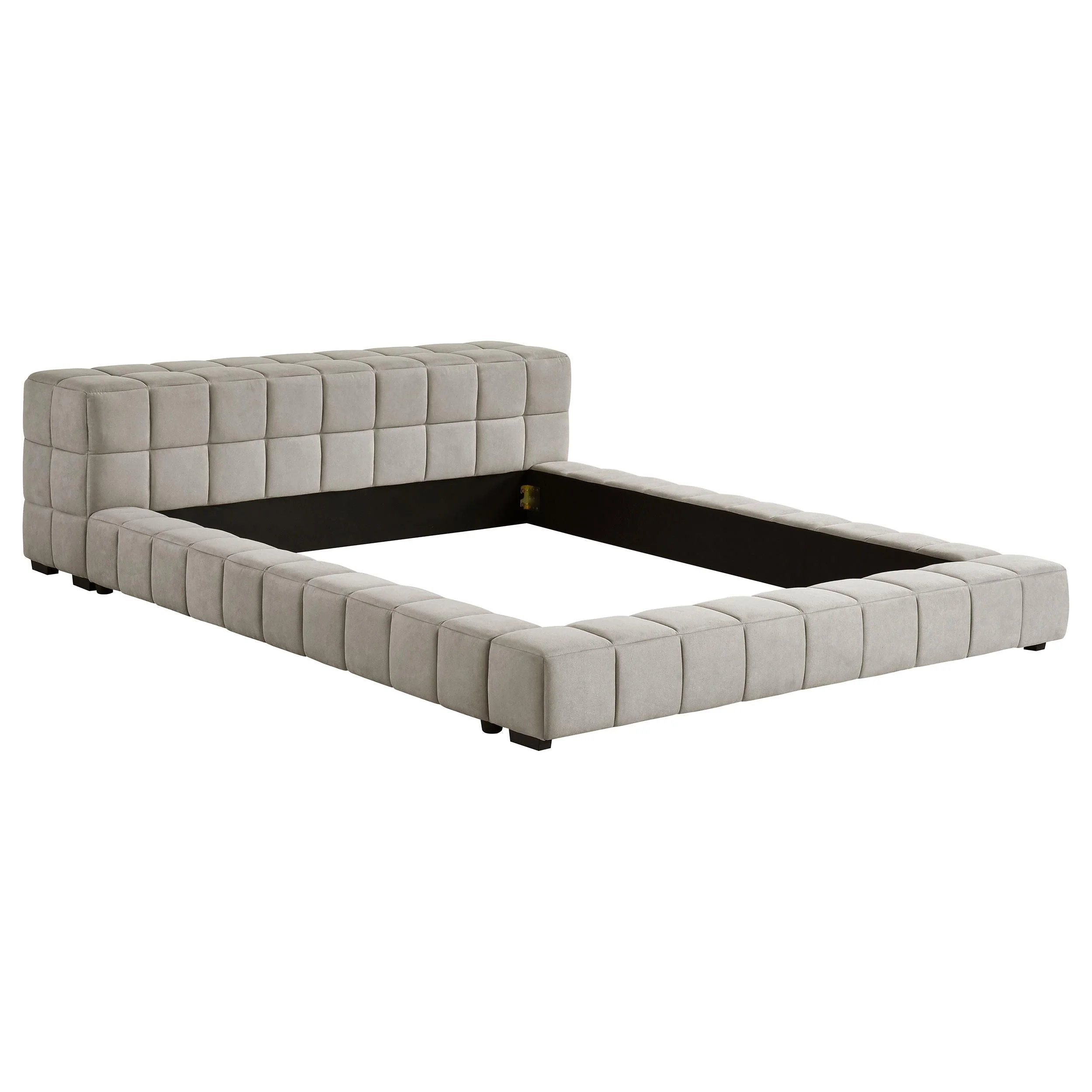 Trinity Light Taupe Upholstered Queen Platform Bed - Image 3