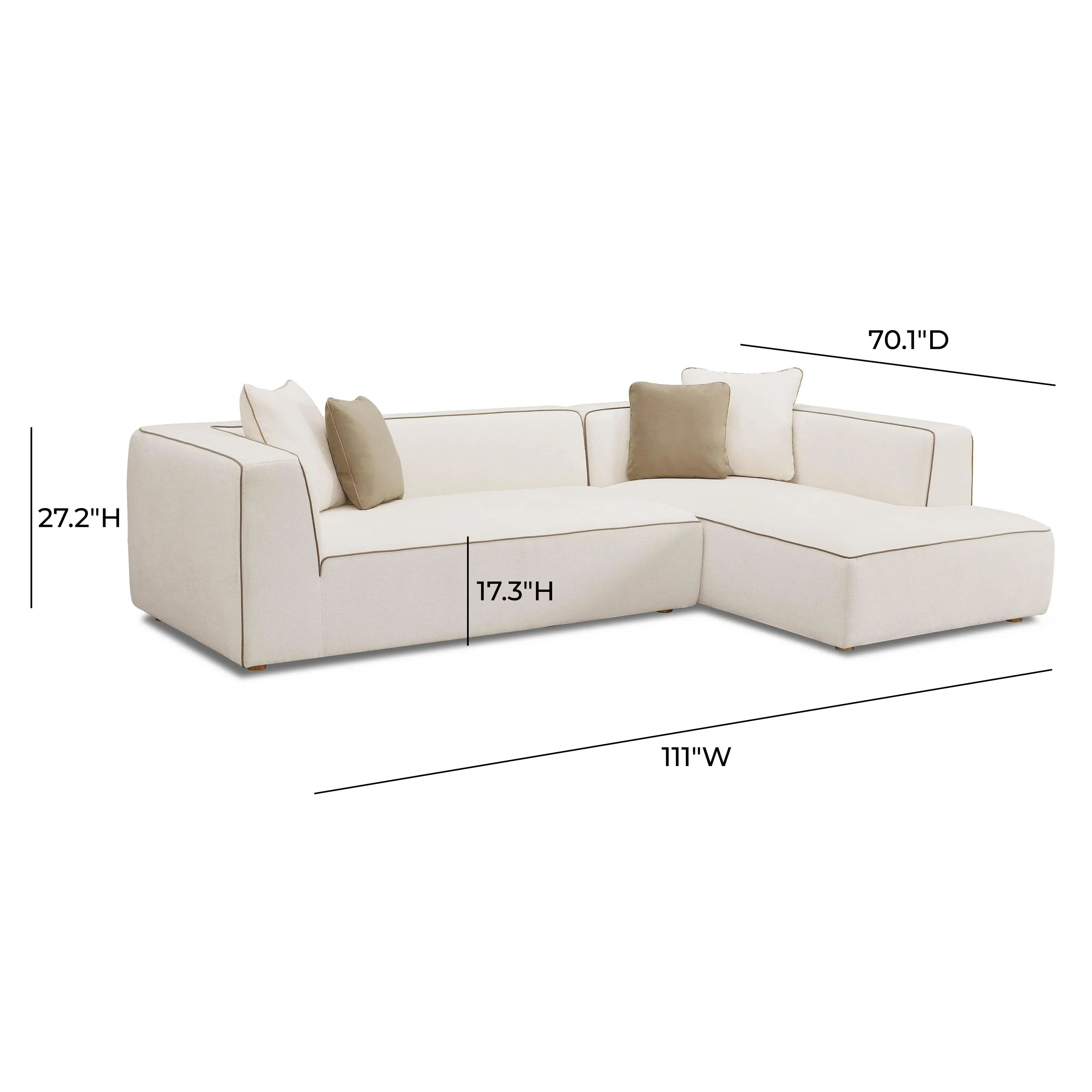 Tristine Cream Linen Sectional - Image 6