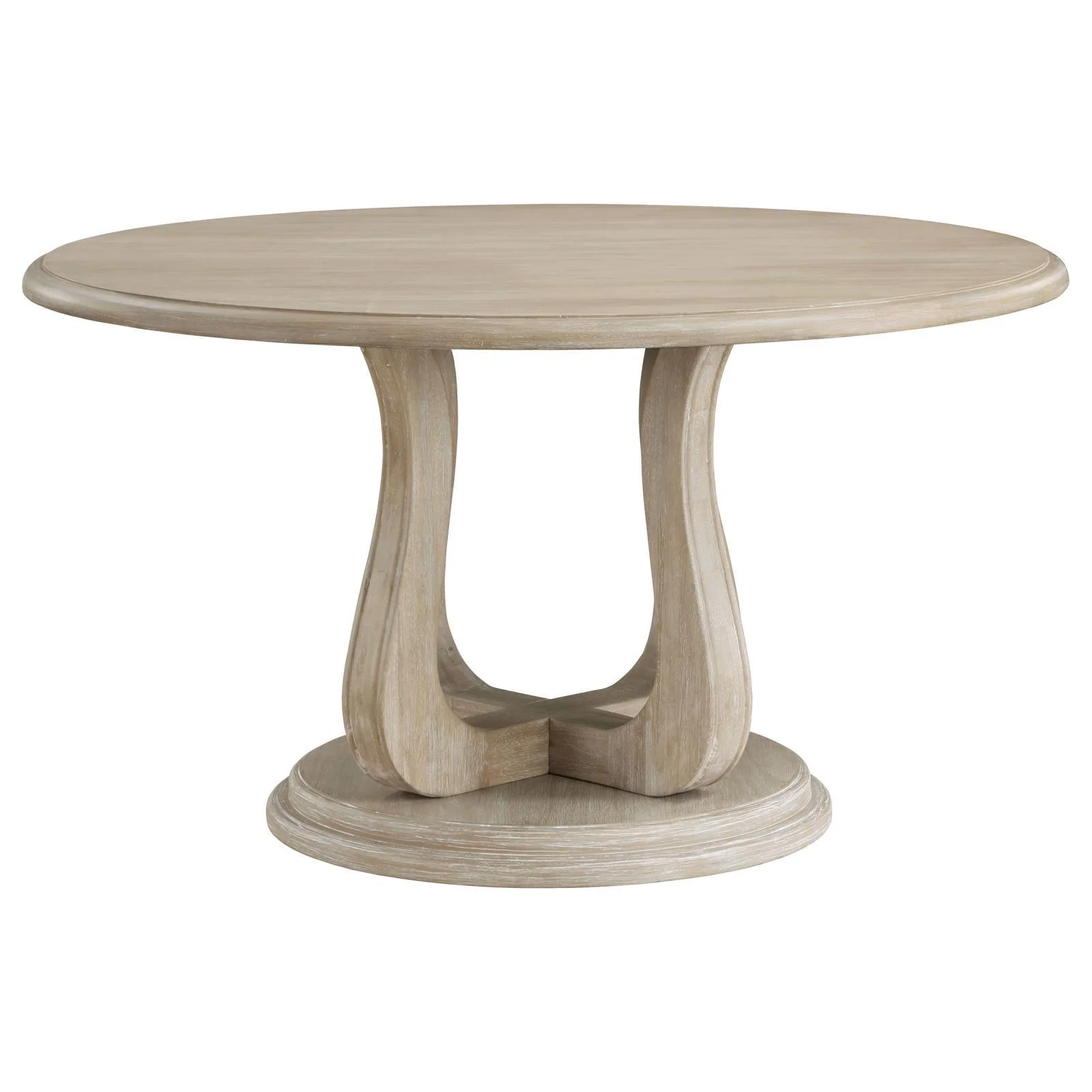 Trofello White Washed Round Dining Table with Curved Pedestal Base - Image 3