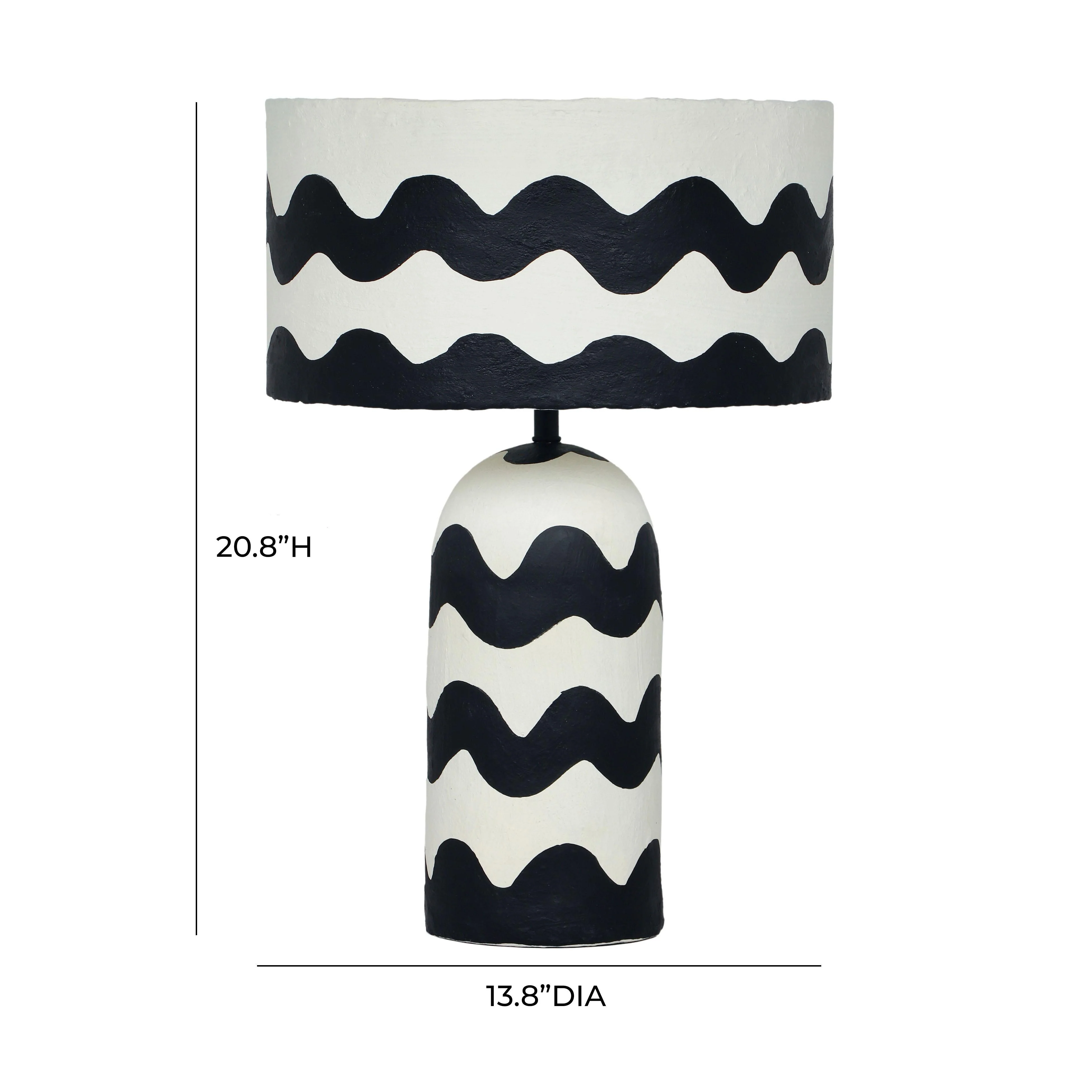 Tropea Black Waves Papier Mache Table Lamp - Image 6