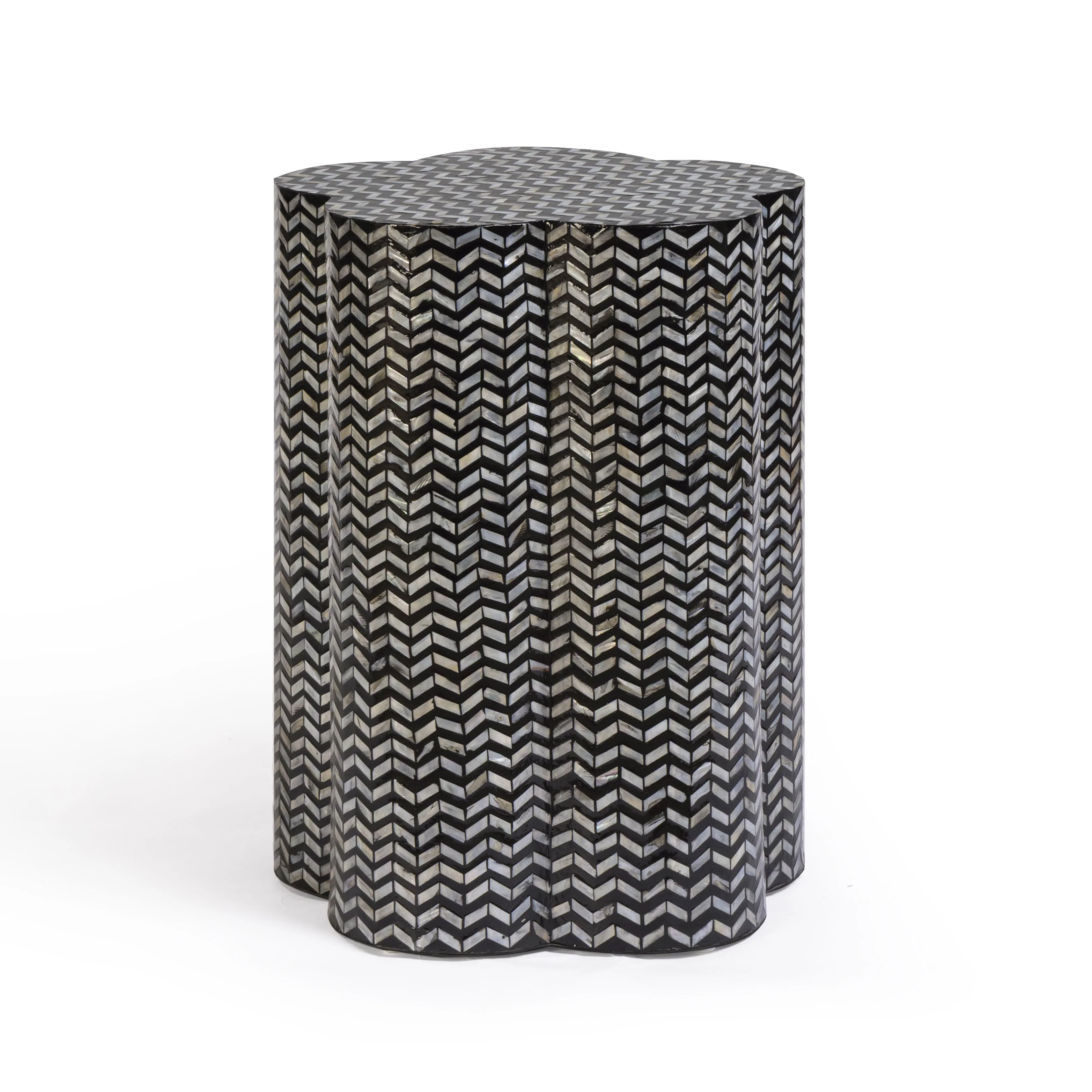 Truffle Black Mother of Pearl Shell Side Table - Image 2