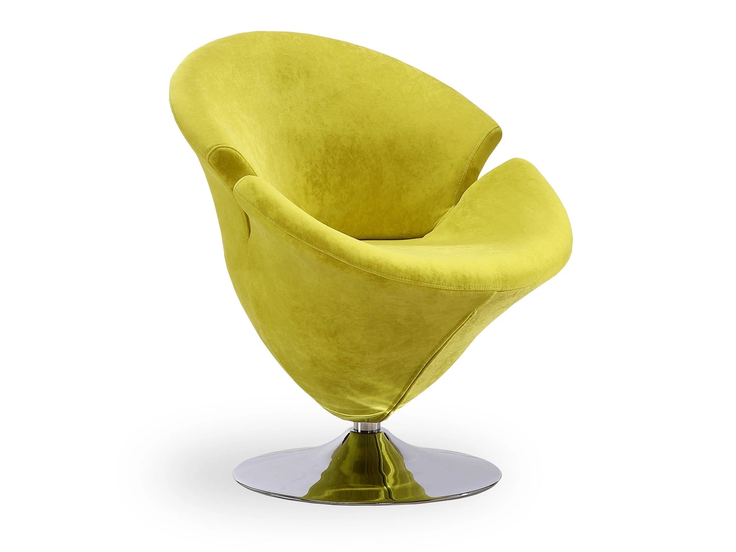 Tulip Swivel Accent Chair in Green and Polished Chrome