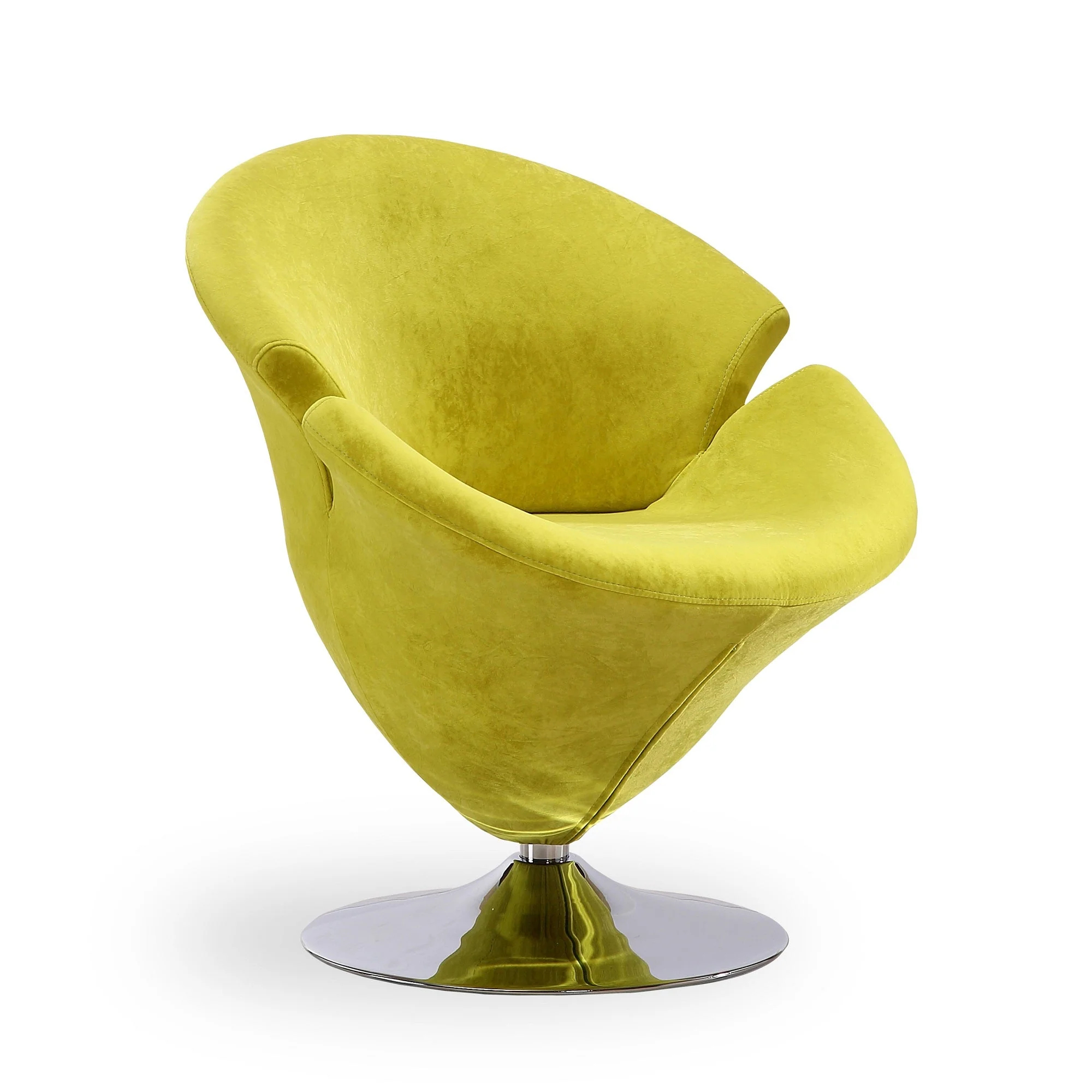 Tulip Swivel Accent Chair in Green and Polished Chrome (set of 2) - Image 3