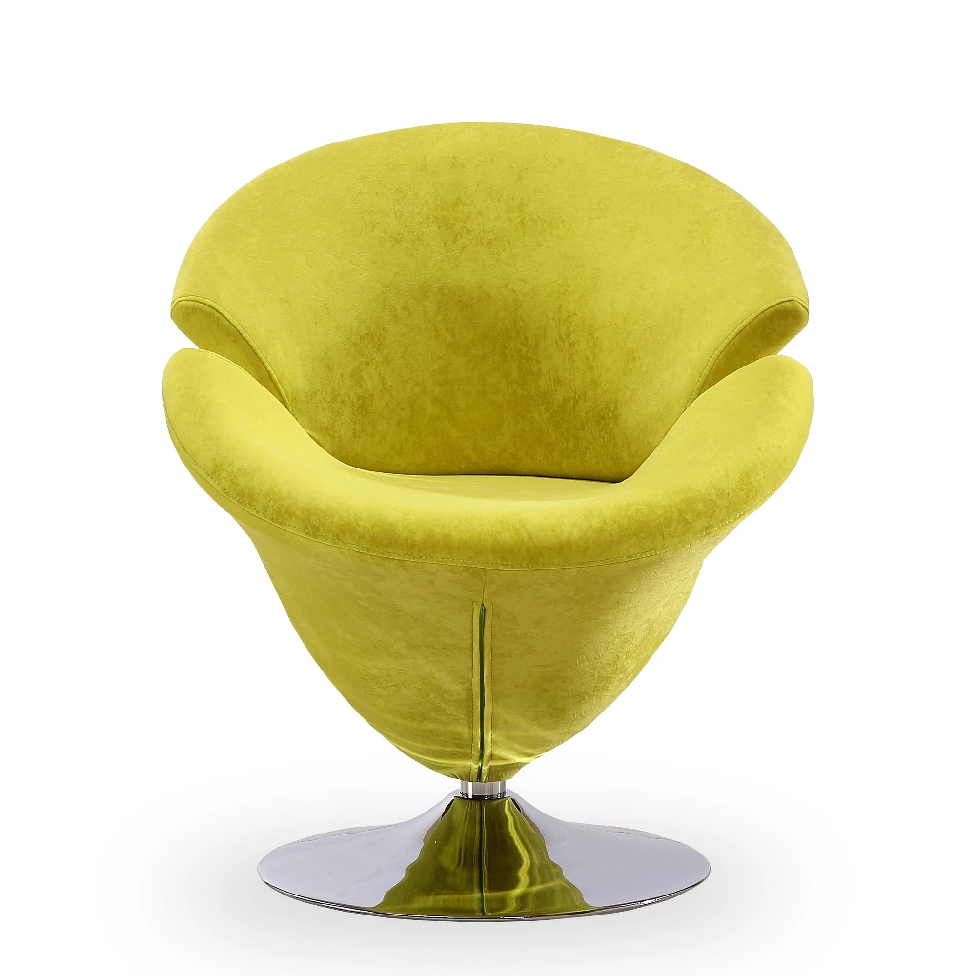 Tulip Swivel Accent Chair in Green and Polished Chrome (set of 2) - Image 4