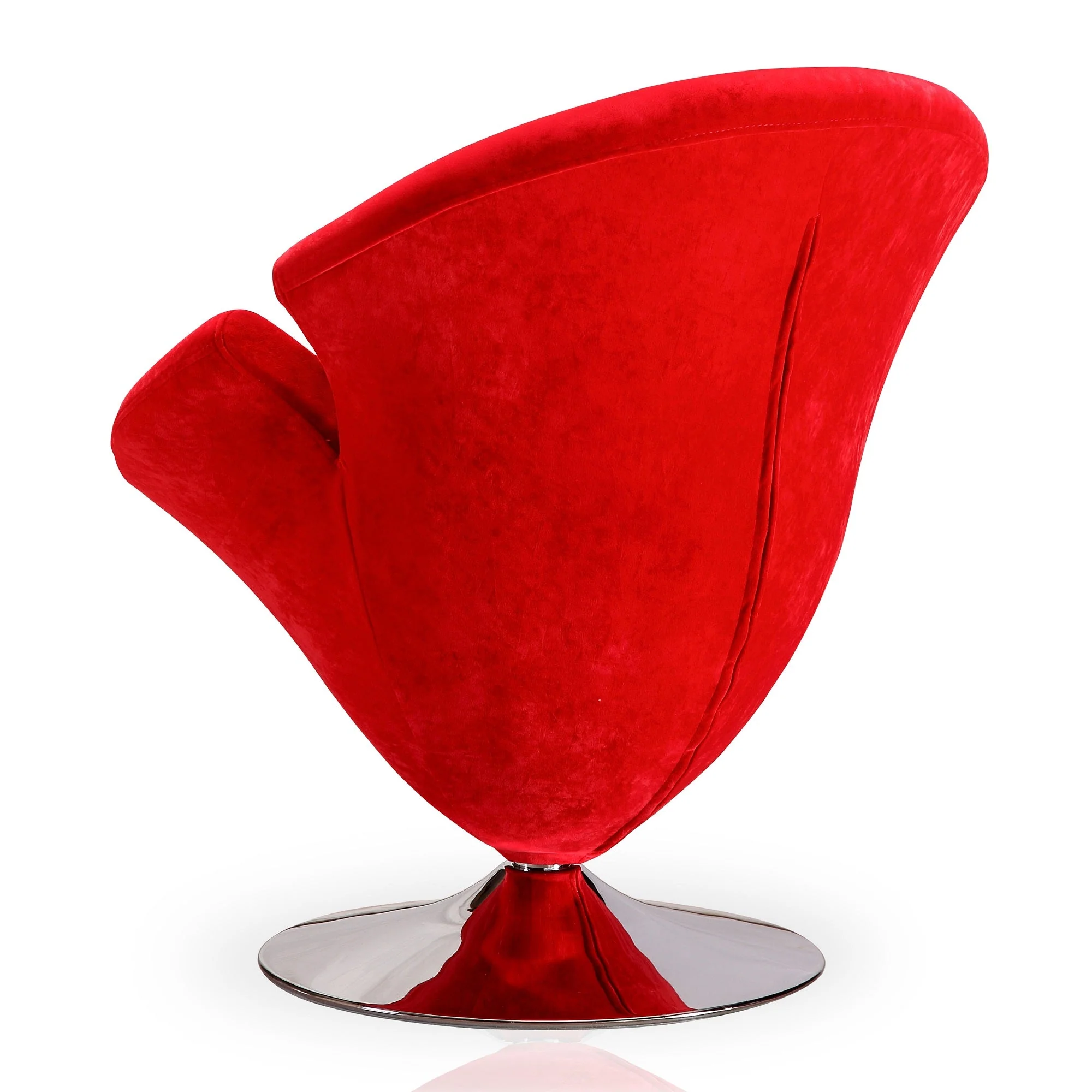 Tulip Swivel Accent Chair in Red and Polished Chrome - Image 6