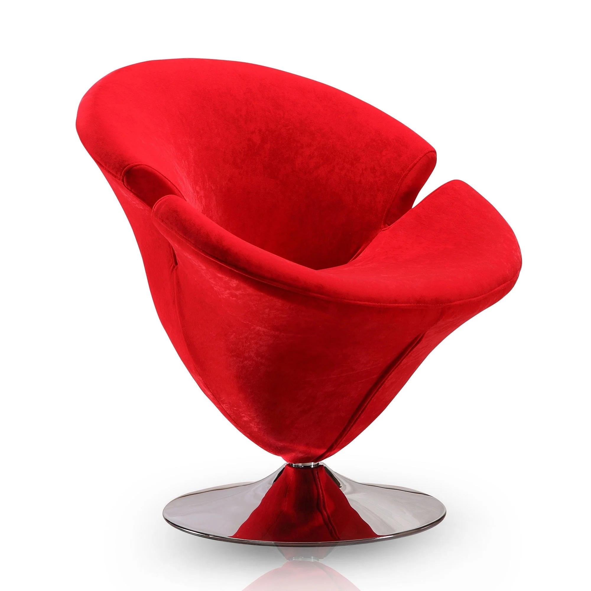 Tulip Swivel Accent Chair in Red and Polished Chrome (set of 2) - Image 3