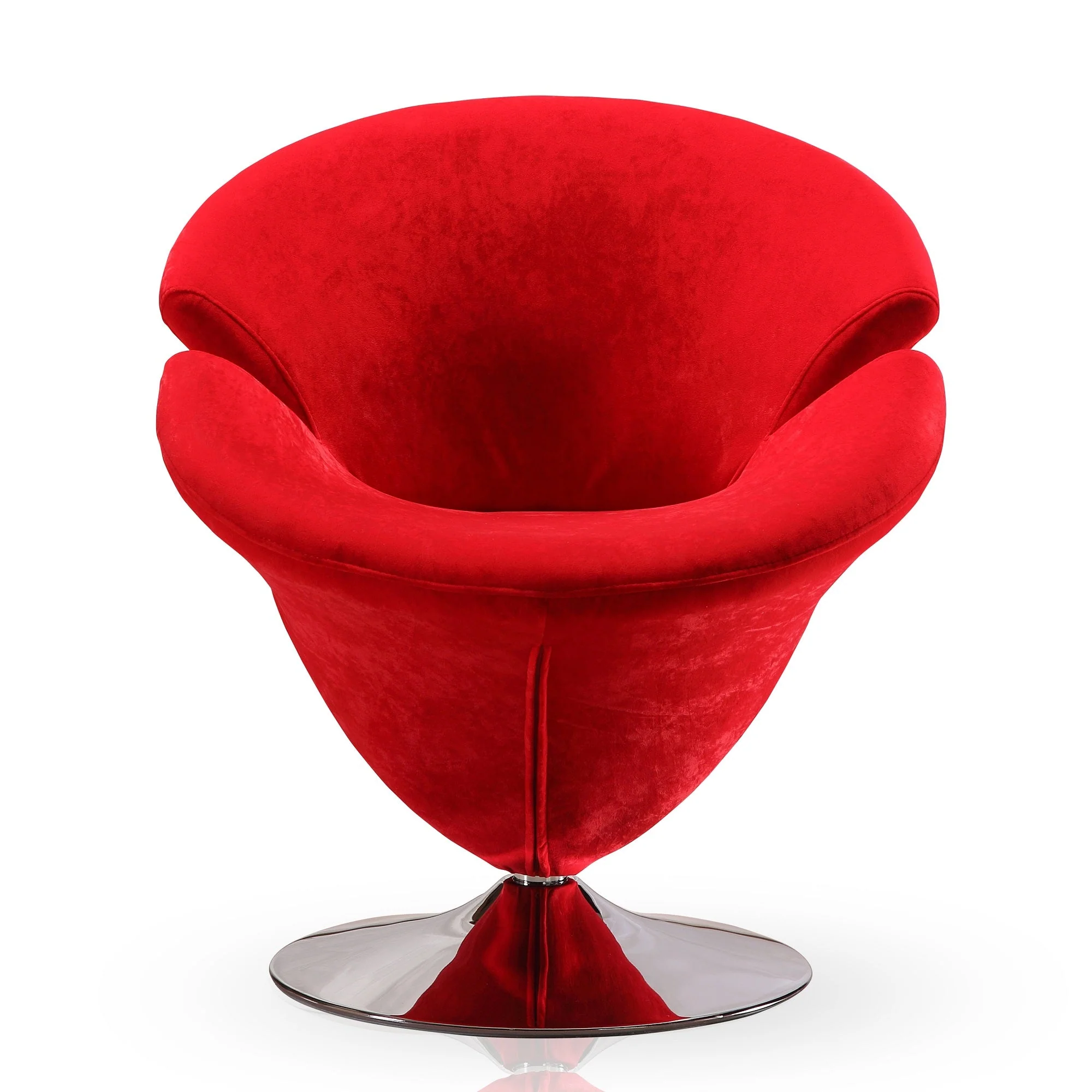 Tulip Swivel Accent Chair in Red and Polished Chrome (set of 2) - Image 4