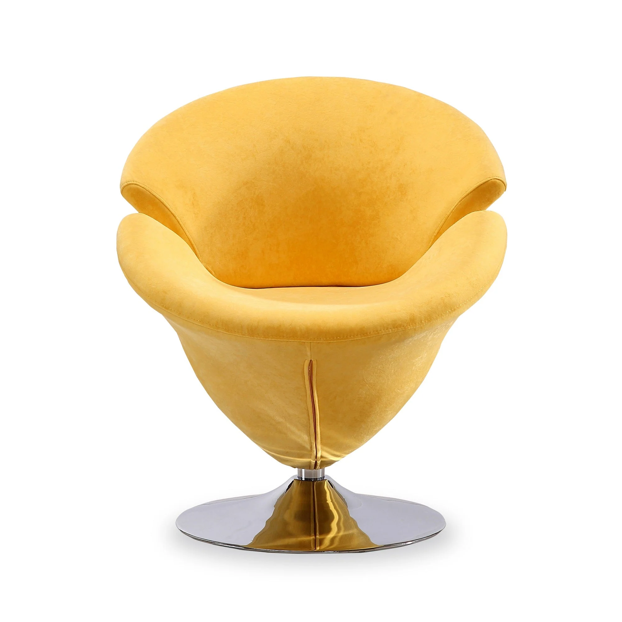 Tulip Swivel Accent Chair in Yellow and Polished Chrome (set of 2) - Image 3