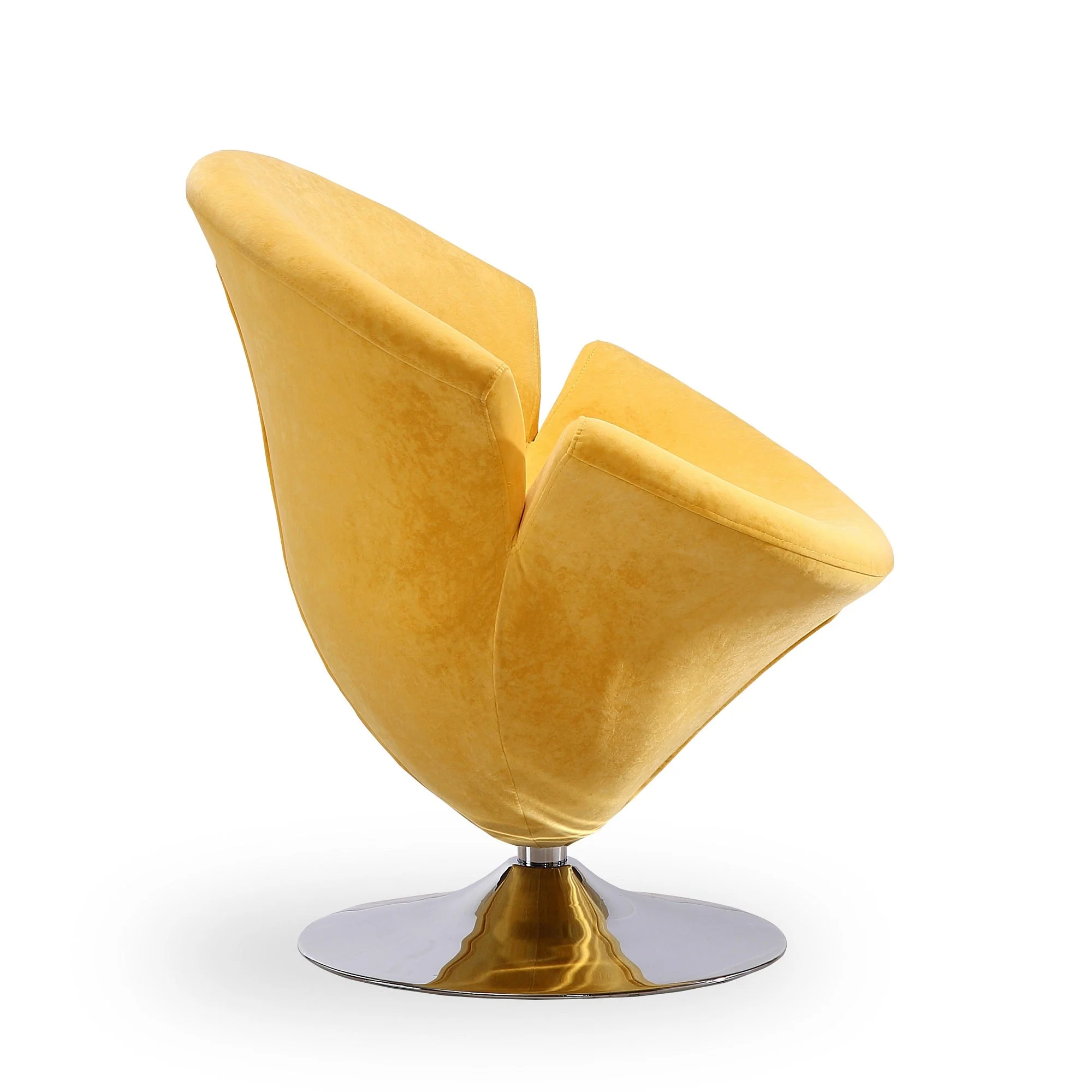 Tulip Swivel Accent Chair in Yellow and Polished Chrome (set of 2) - Image 4