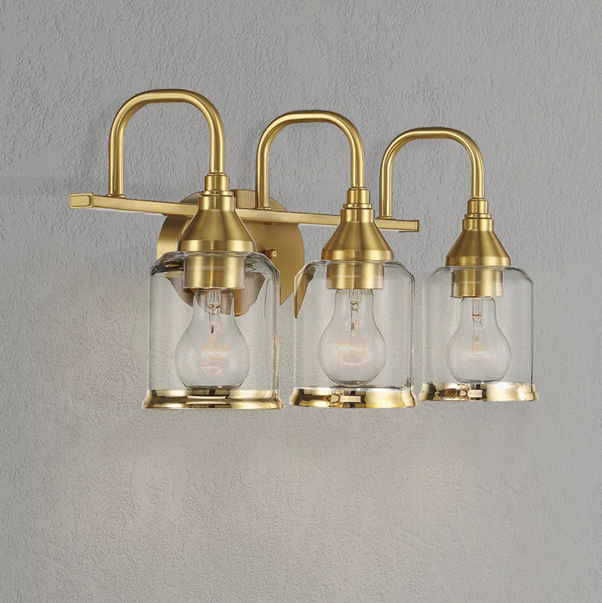 Twilight Three Lights Brushed Gold Contemporary Vanity Light 22"W × 10"H × 7.48"E with Clear Glass - Image 2