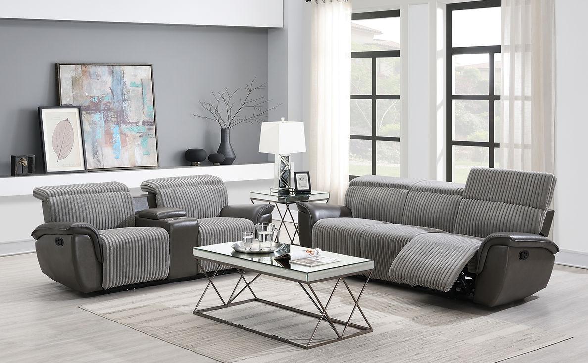 Twist Grey 3-Piece Reclining Living Room Set - Image 4