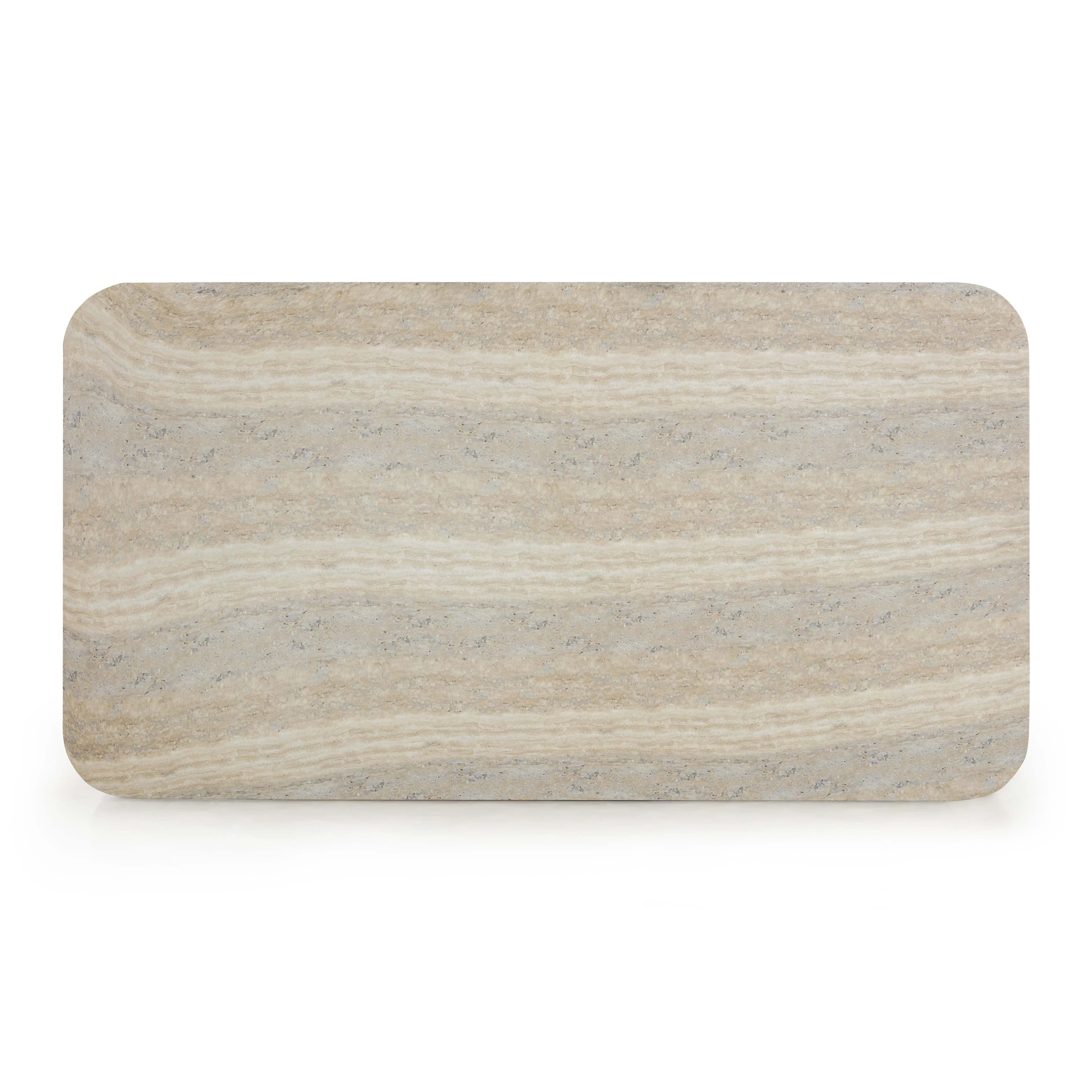 Tyche 55" Faux Travertine Indoor/Outdoor Concrete Rectangular Coffee Table - Image 4