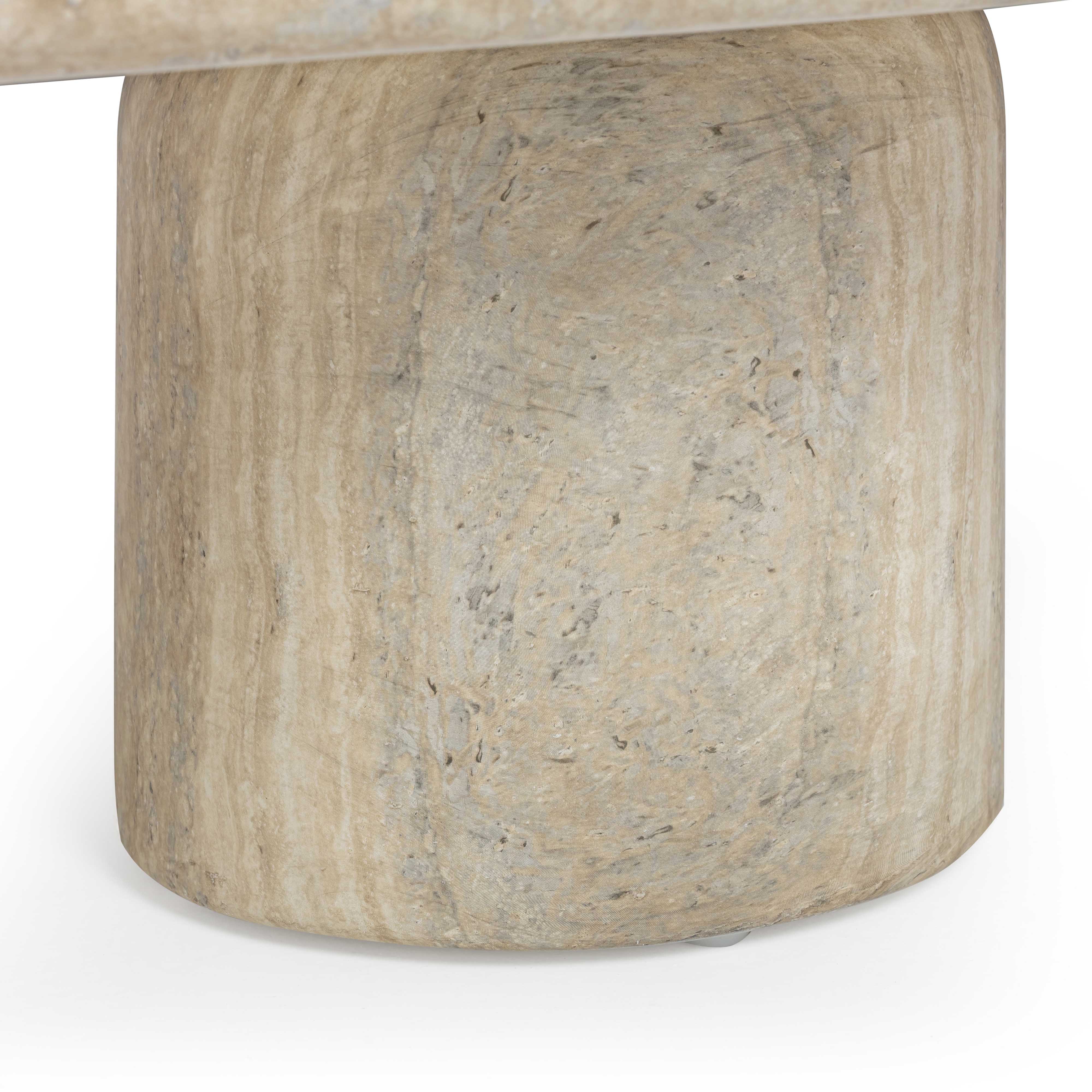 Tyche 55" Faux Travertine Indoor/Outdoor Concrete Rectangular Coffee Table - Image 6