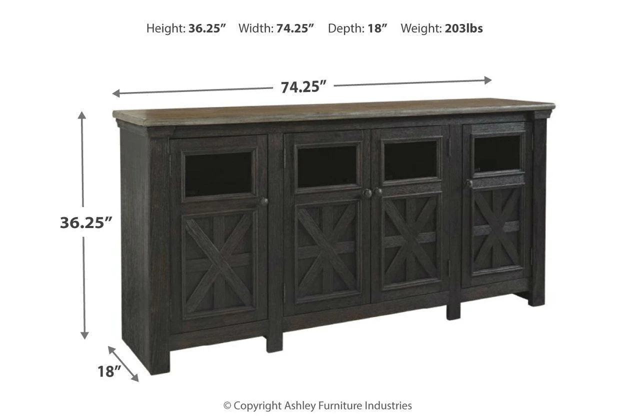 Tyler Creek Black/Gray 74" TV Stand - Image 4