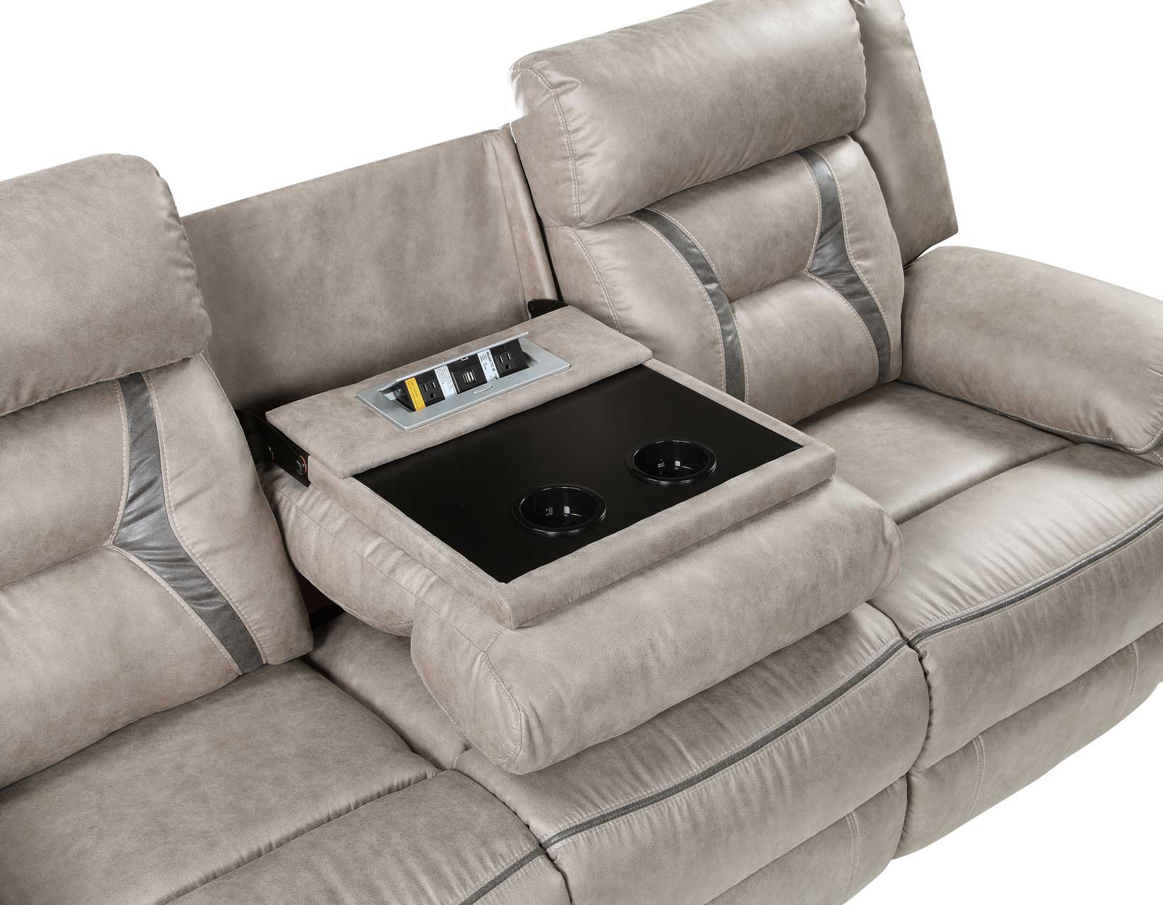 Tyson Recliner Sofa w/Drop Down Table and Power Strip - Image 11