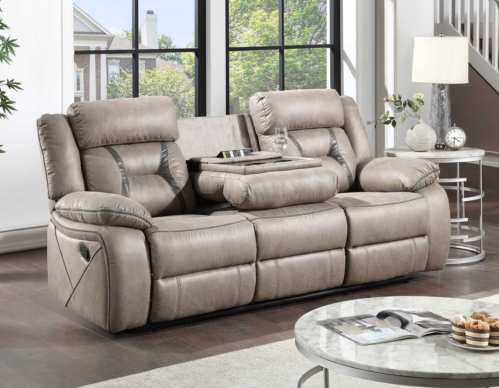 Tyson Recliner Sofa w/Drop Down Table and Power Strip - Image 2