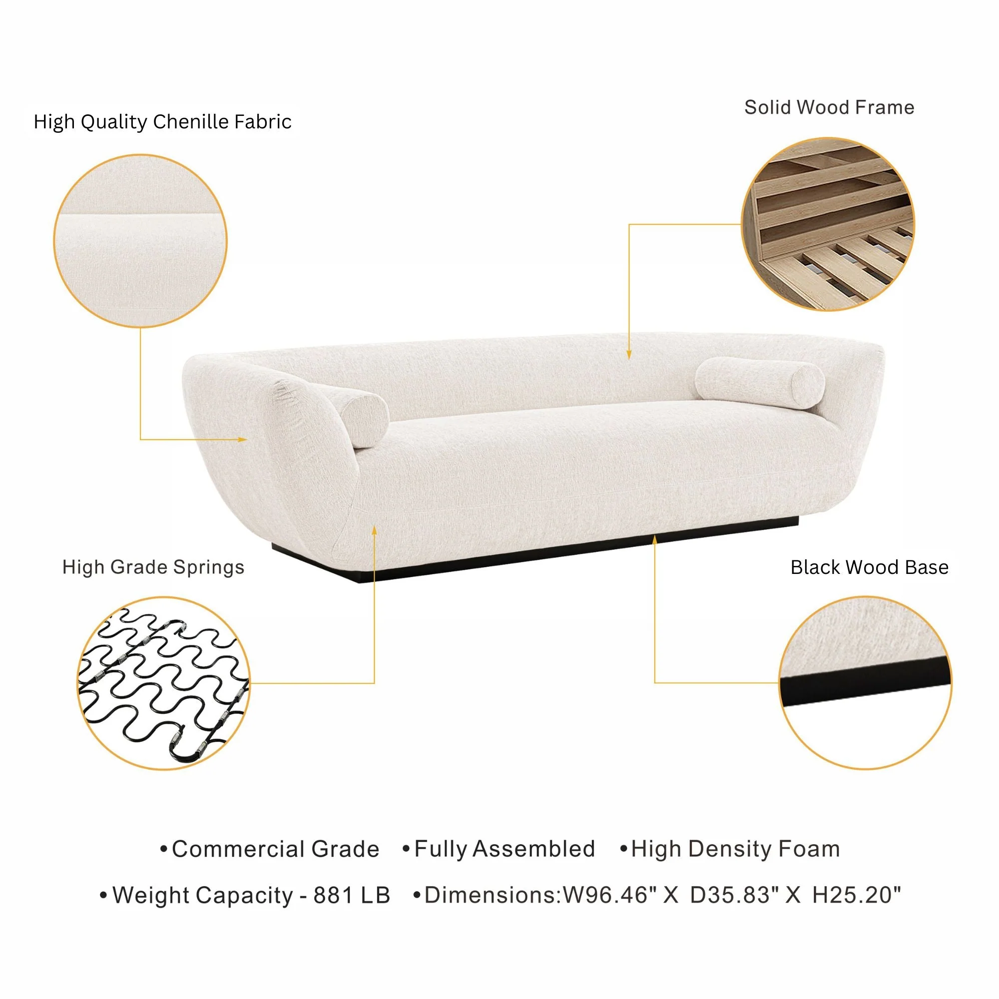 Ulka Sofa in Cream - Image 4