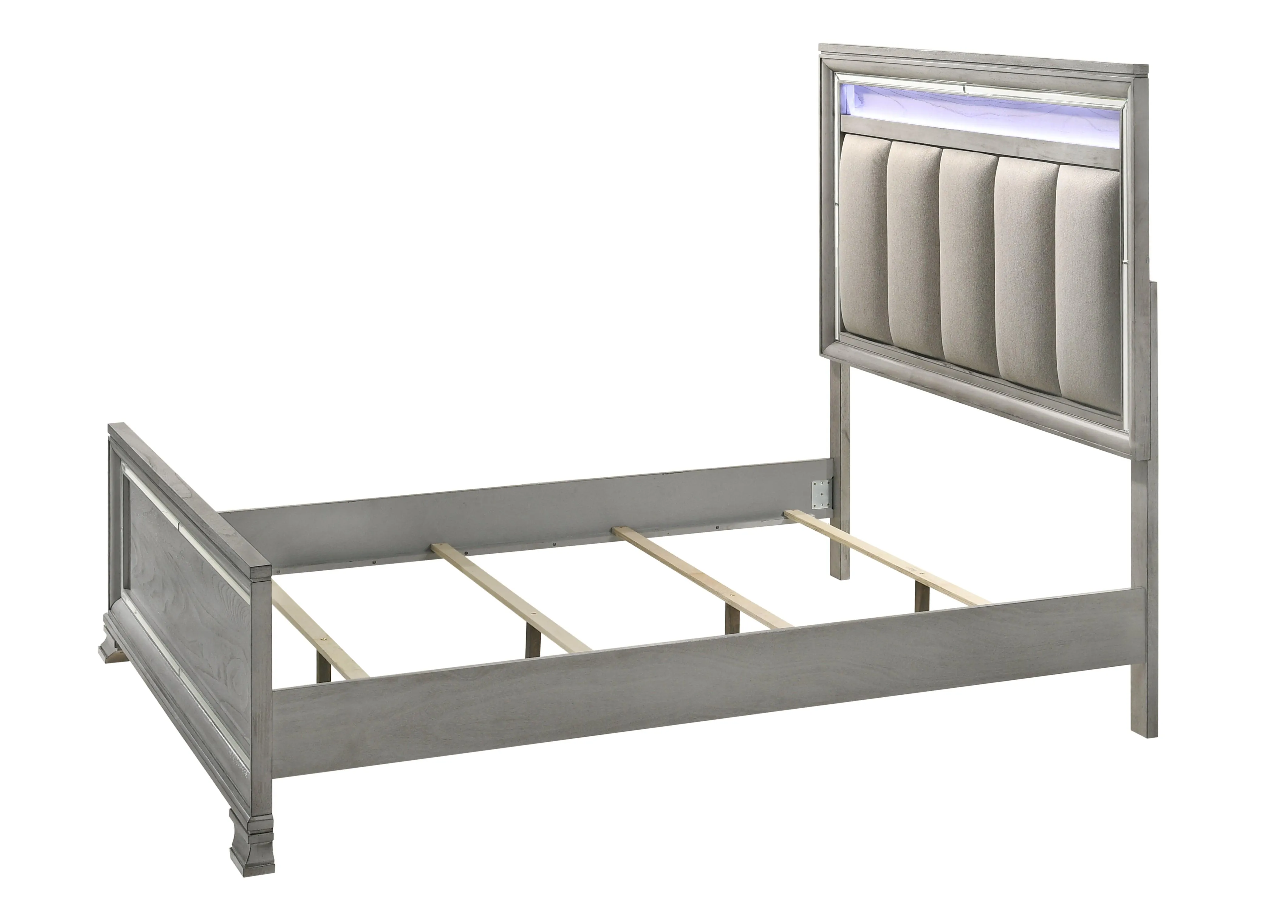 Vail Gray LED Upholstered Panel Bedroom Set - Image 12