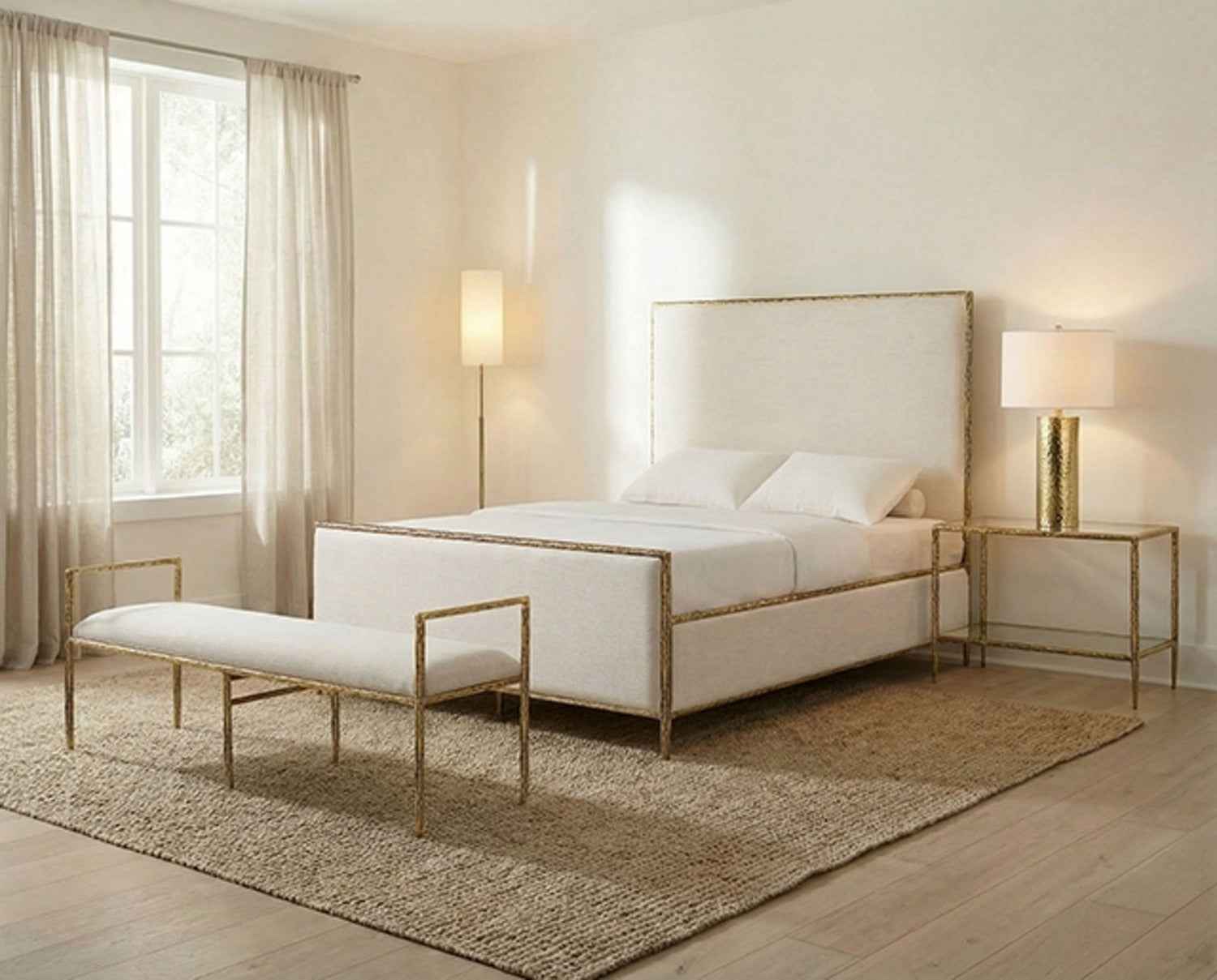 Valda Matte Gold Queen Bed - Image 2