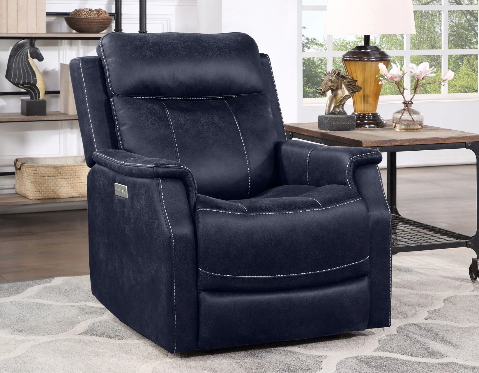 Valencia Ocean Blue Dual Power Leatherette Recliner