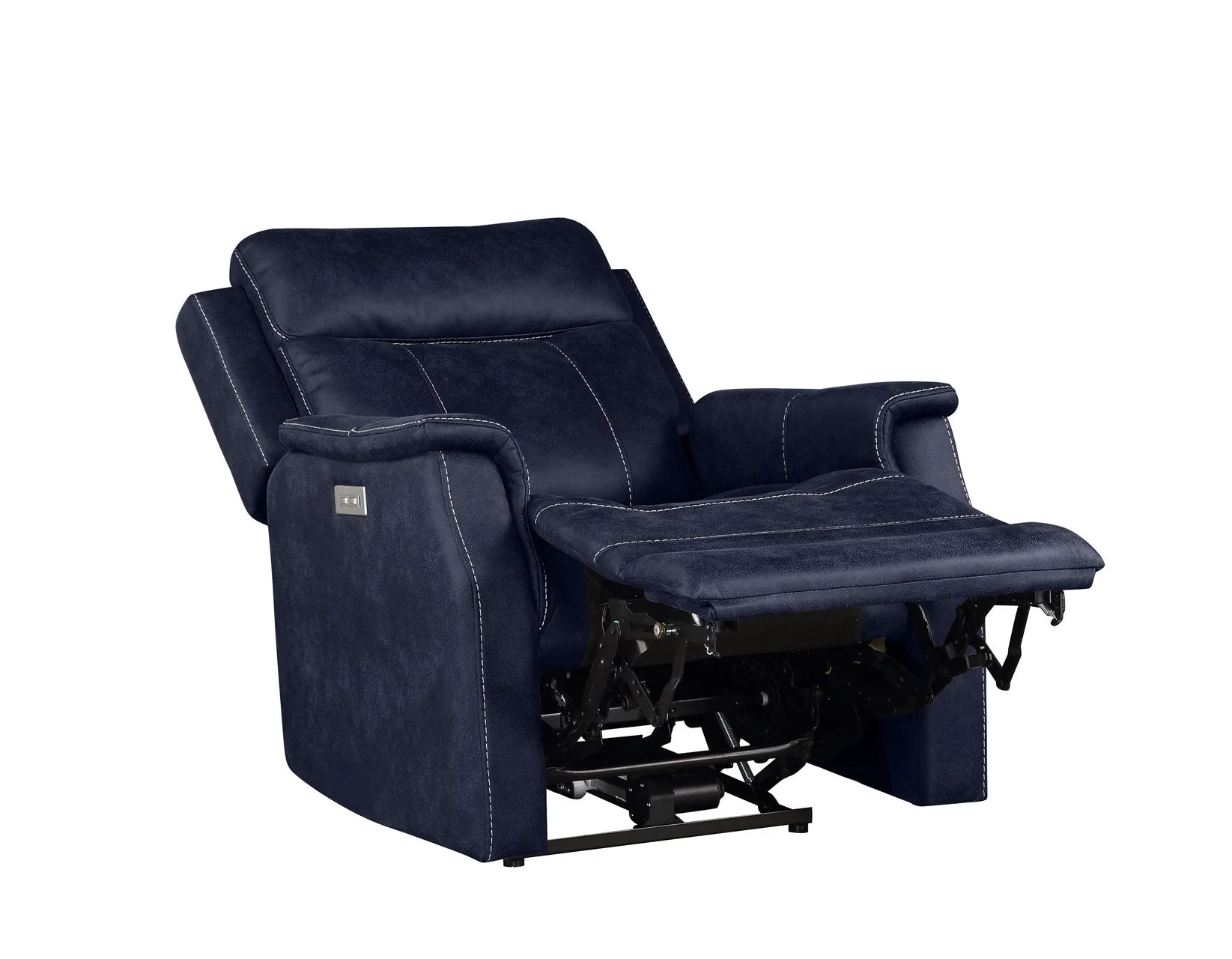 Valencia Ocean Blue Dual Power Leatherette Recliner - Image 5