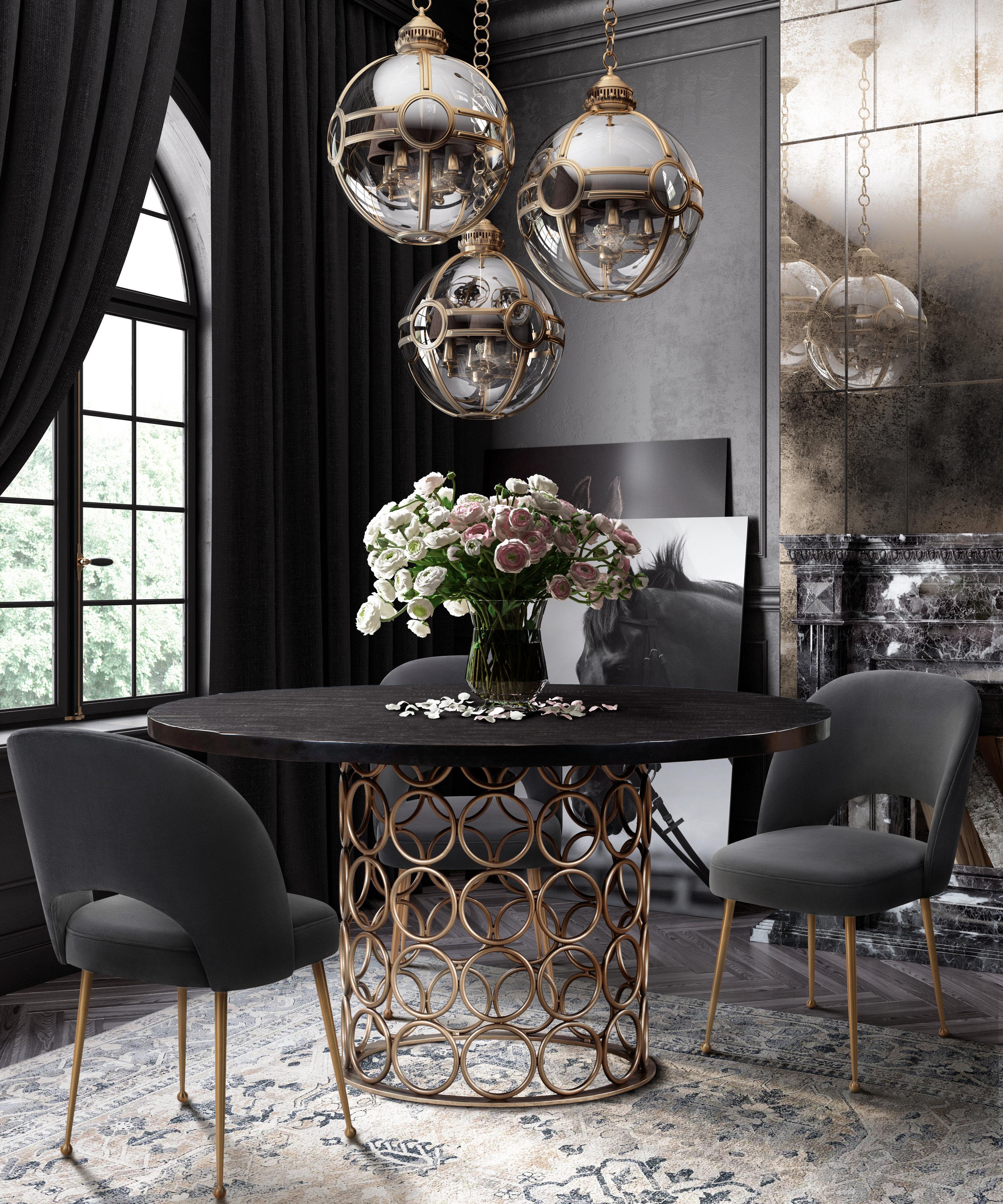 Valentina 57" Black Acacia Round Dining Table - Image 2