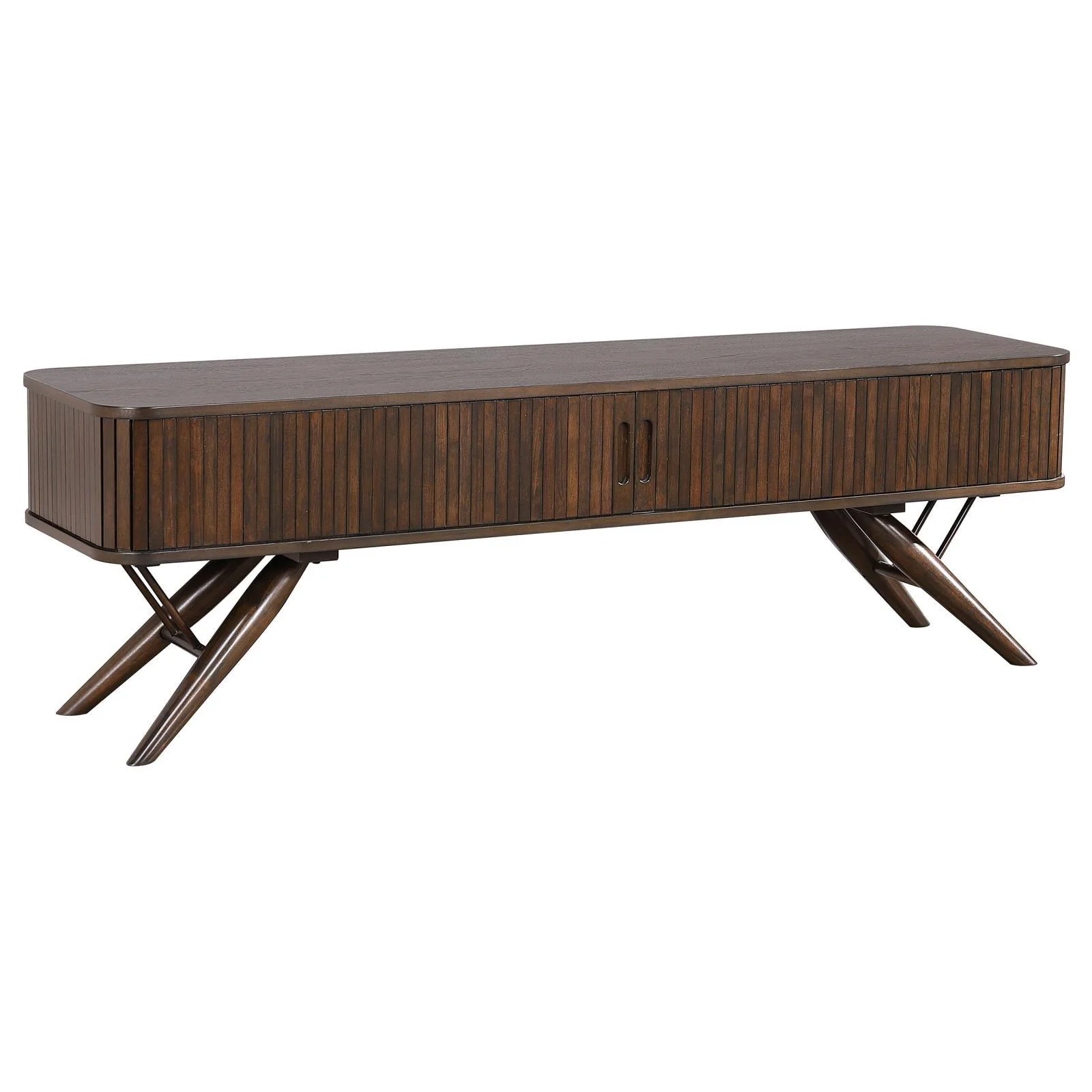 Valna Walnut Rectangular 71" TV Stand with Sliding Doors - Image 3