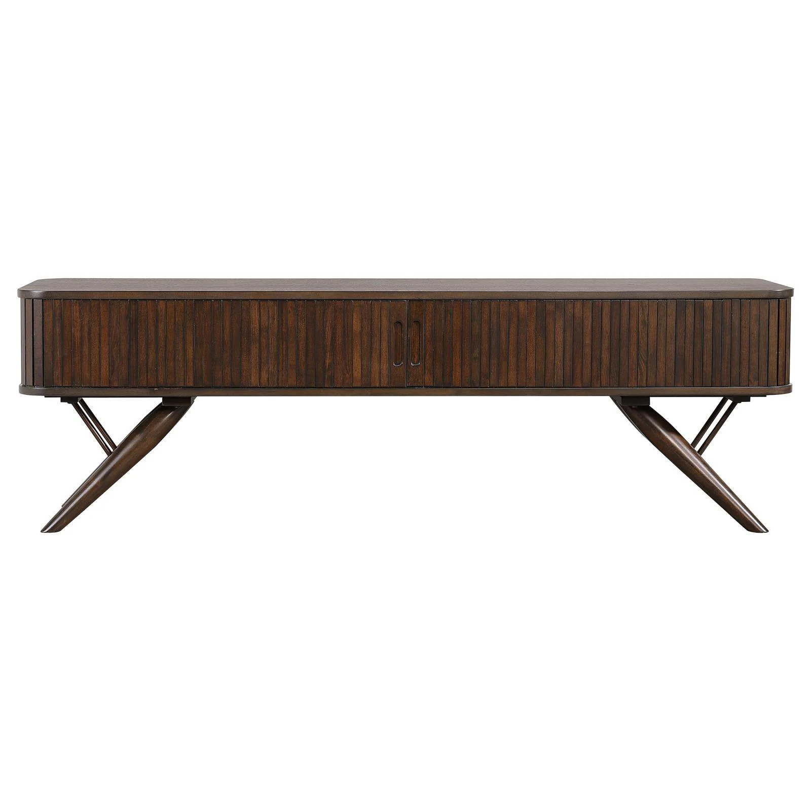 Valna Walnut Rectangular 71" TV Stand with Sliding Doors - Image 4