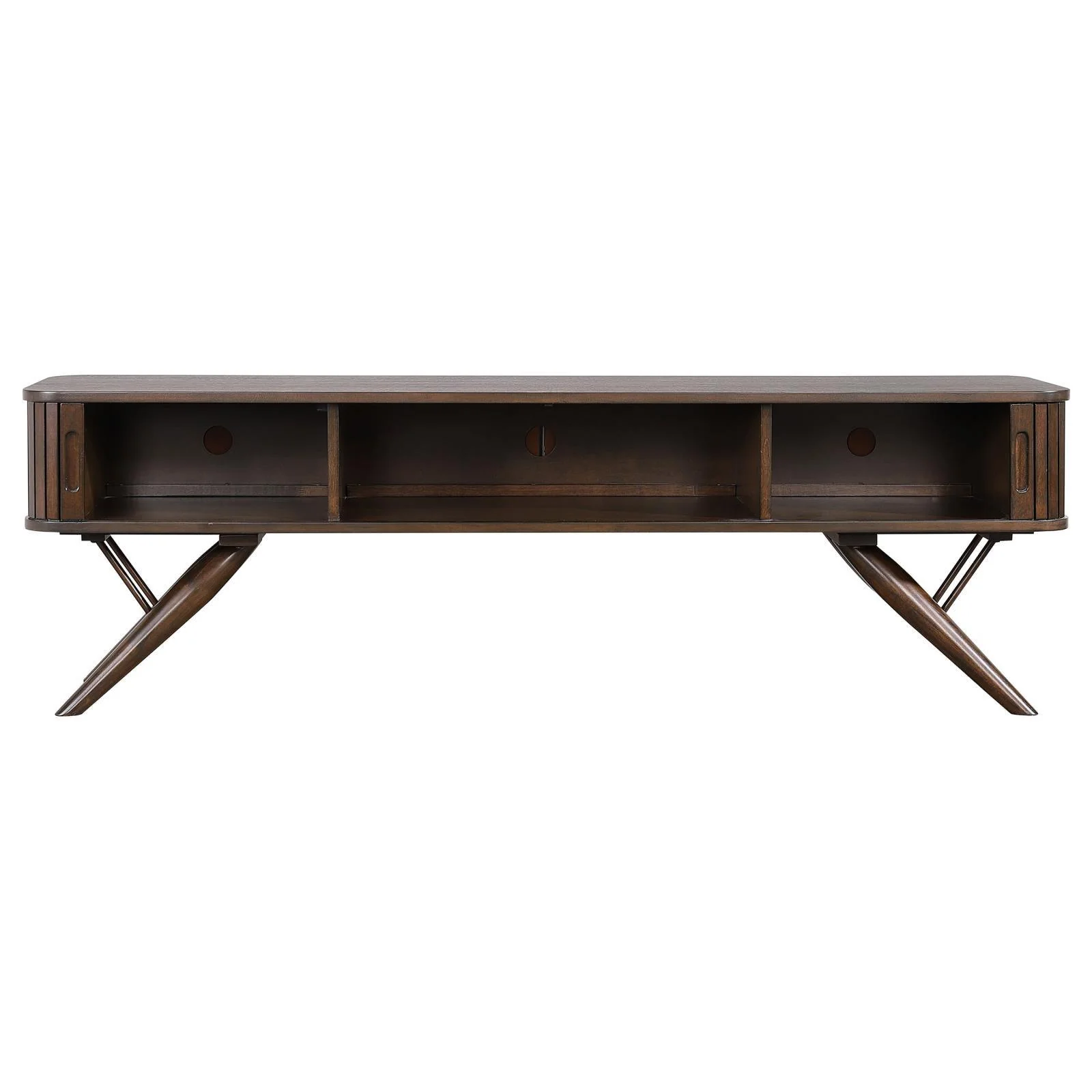 Valna Walnut Rectangular 71" TV Stand with Sliding Doors - Image 5