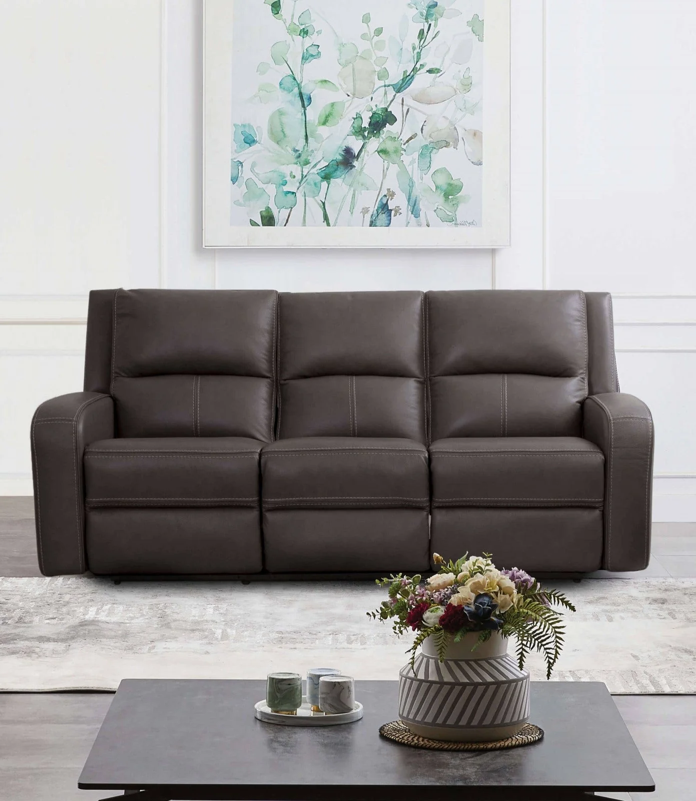 Vasilios Gray Leatherette Power Reclining Sofa & Loveseat - Image 2