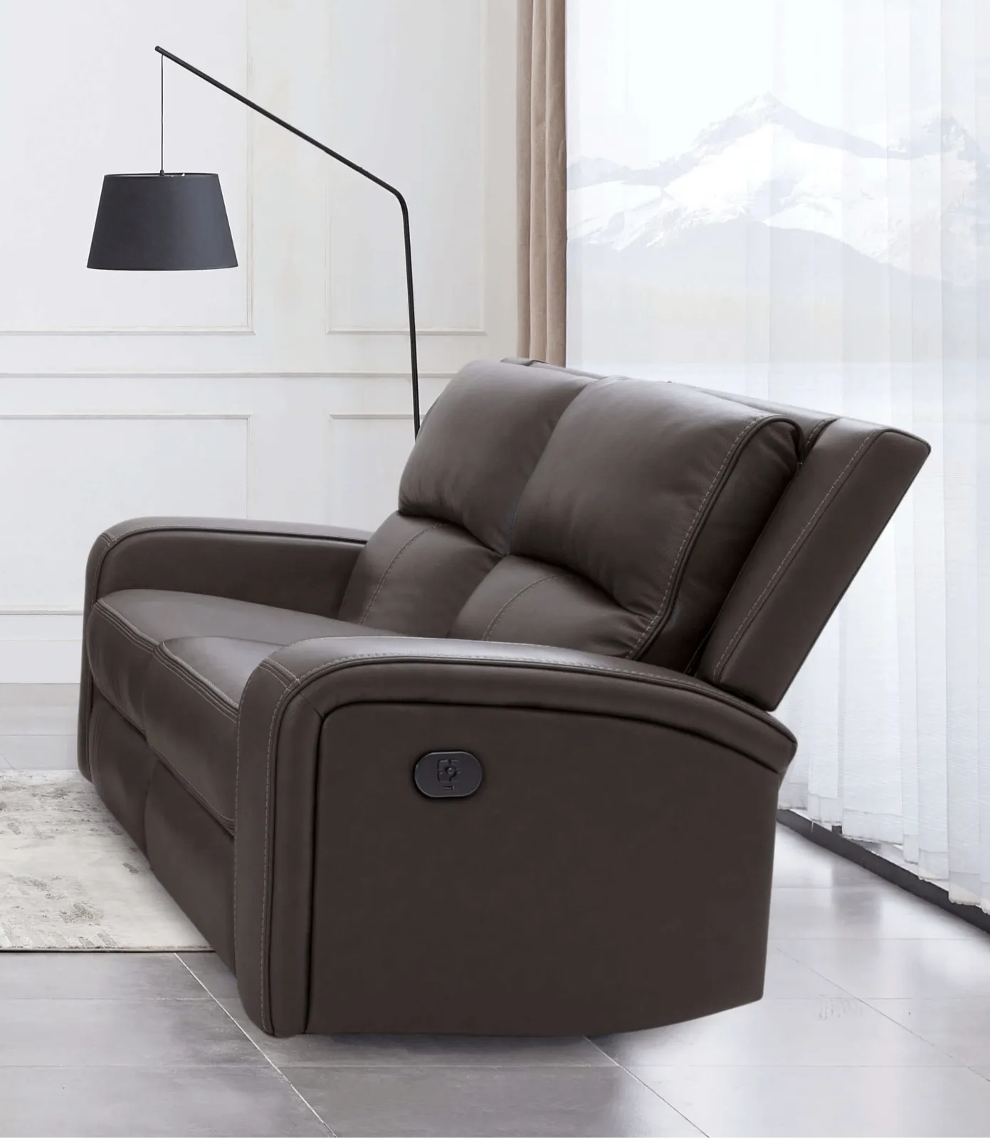 Vasilios Gray Leatherette Power Reclining Sofa & Loveseat - Image 3